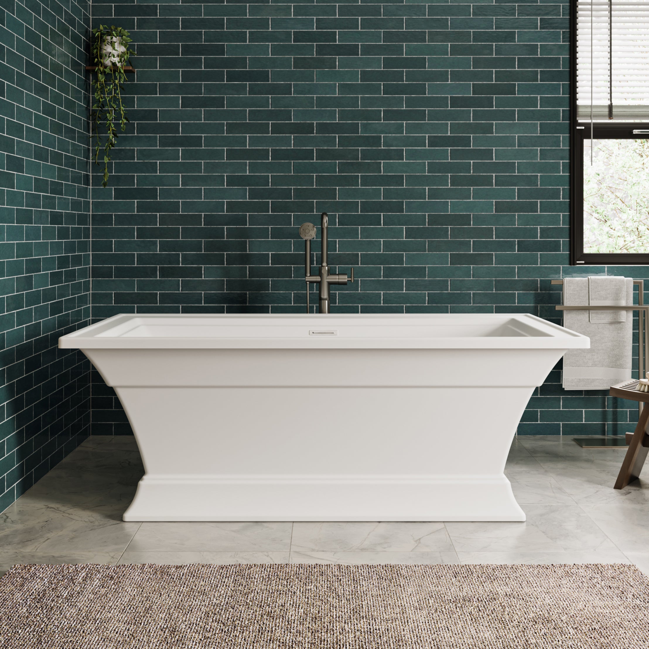 Kaelo 68 x 36-Inch Freestanding Bathtub Center Drain With Integrated Overflow | Alternative Image 01 | drain finish:Chrome