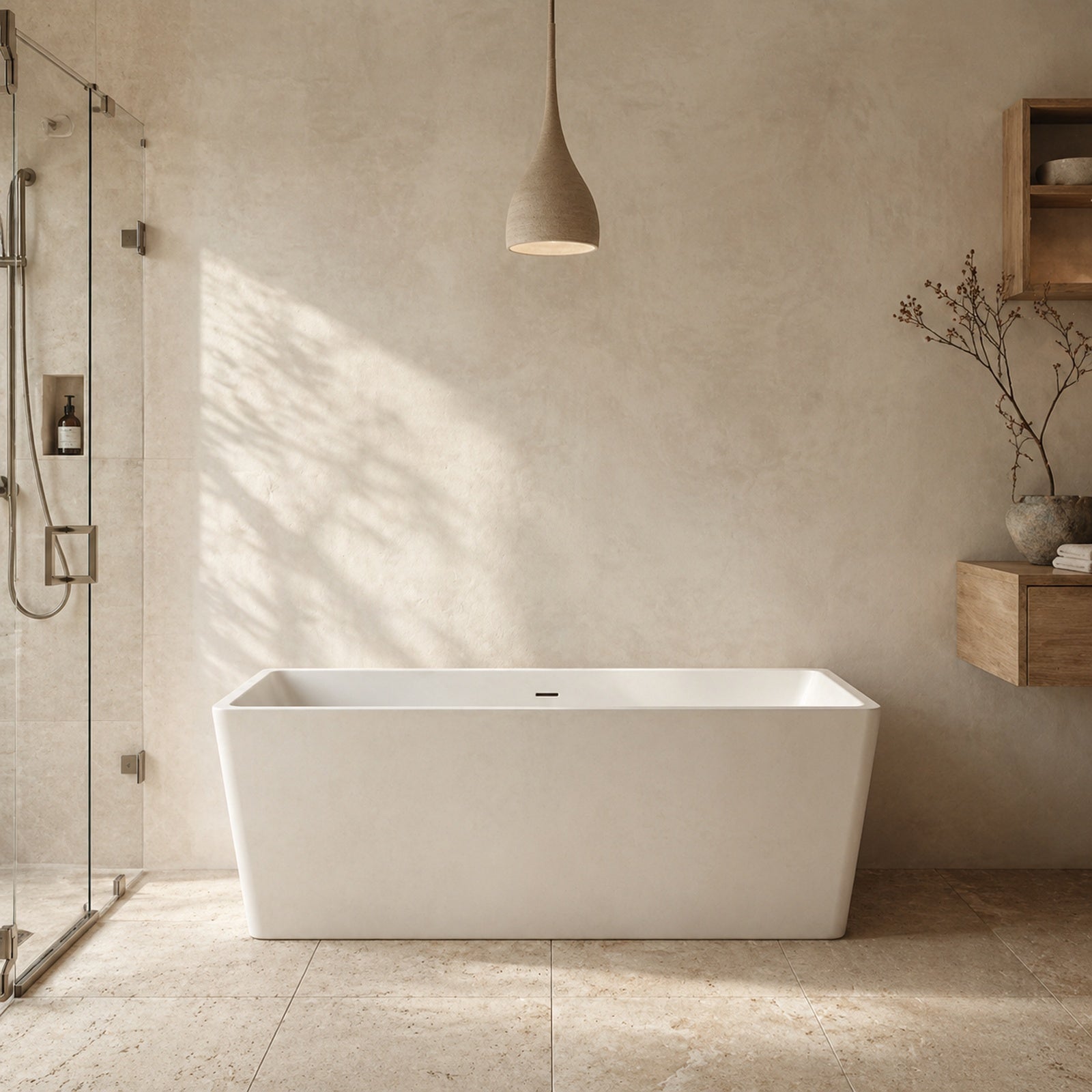 Hancock 59 Inch Acrylic Double Ended Freestanding Tub | Alternative Image 01 | length:59 | drain finish:Brushed Brass