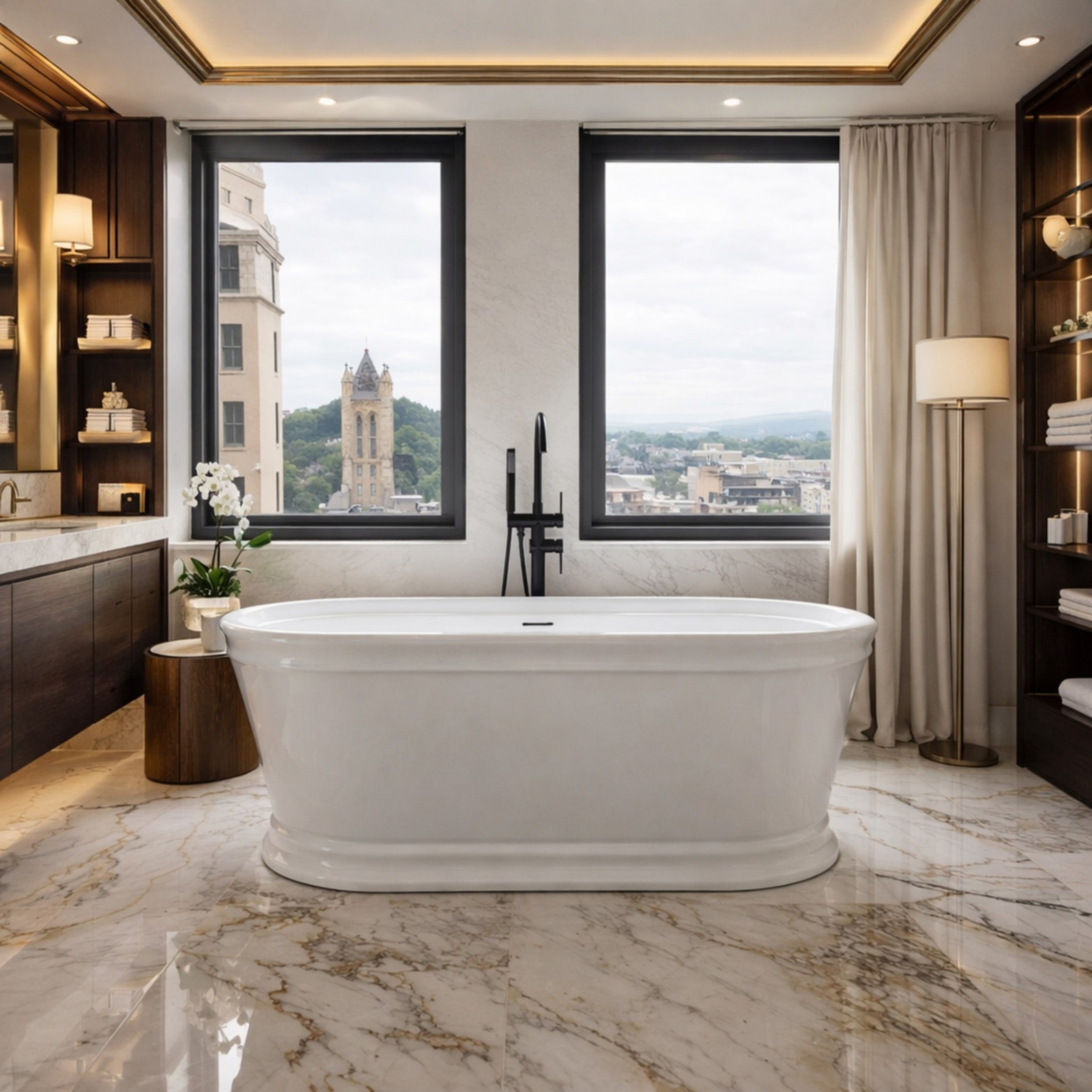 Alta II 59 Inch Acrylic Double Ended Freestanding Bathtub - White Drain | Alternative Image 01 | length:59 | drain finish:Chrome