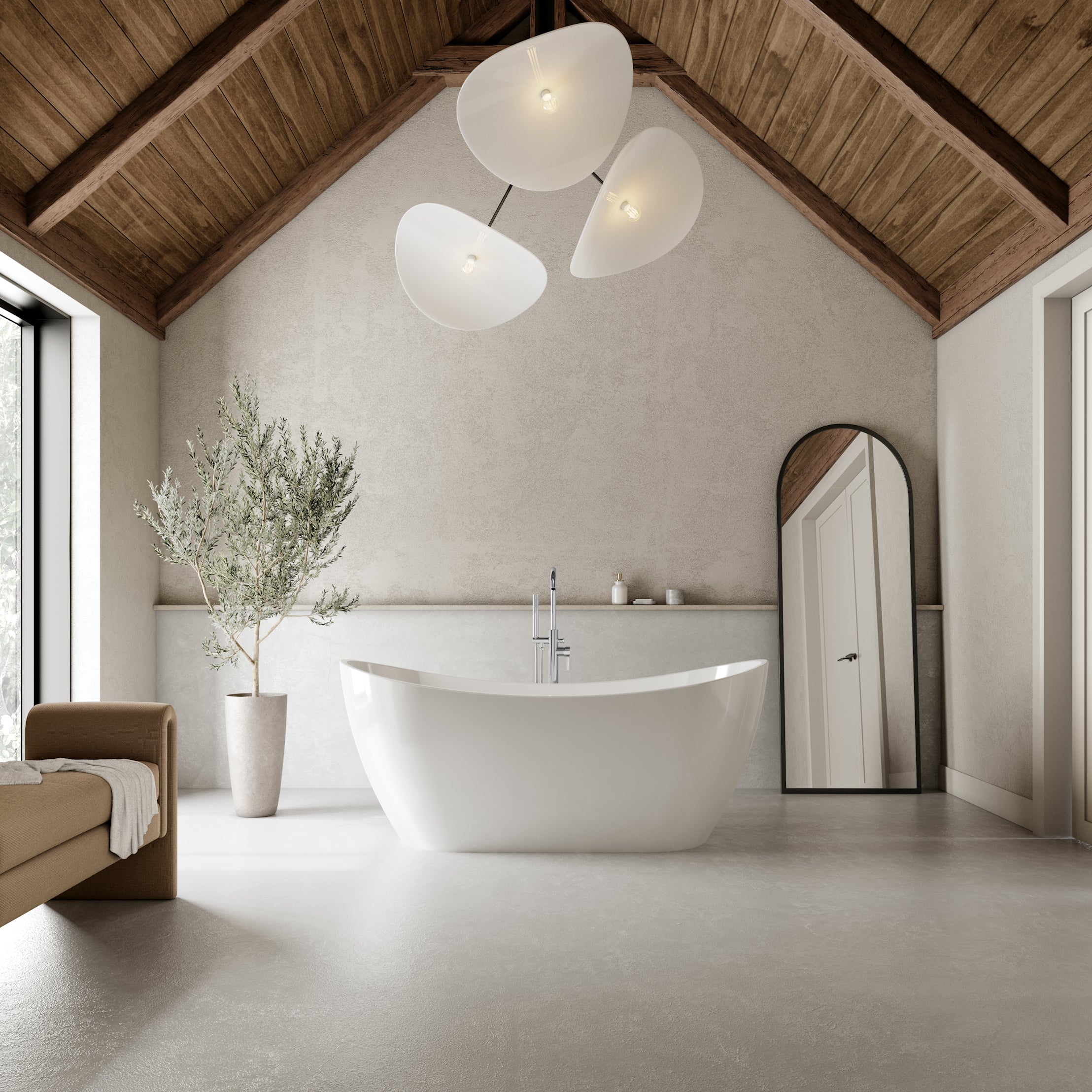 Millie 54 Inch Acrylic Double Slipper Freestanding Tub - White Drain | Alternative Image 01 | length:54 | drain finish:White