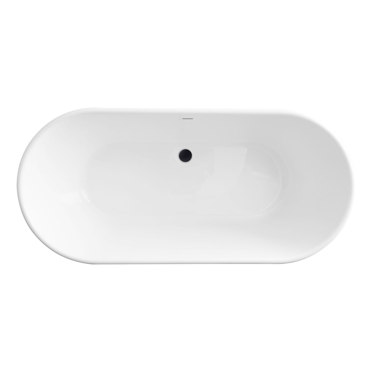 Sora 66 Inch Acrylic Double Ended Freestanding Tub - No Faucet Drillings | Alternative Image 03 | drain finish:Matte Black