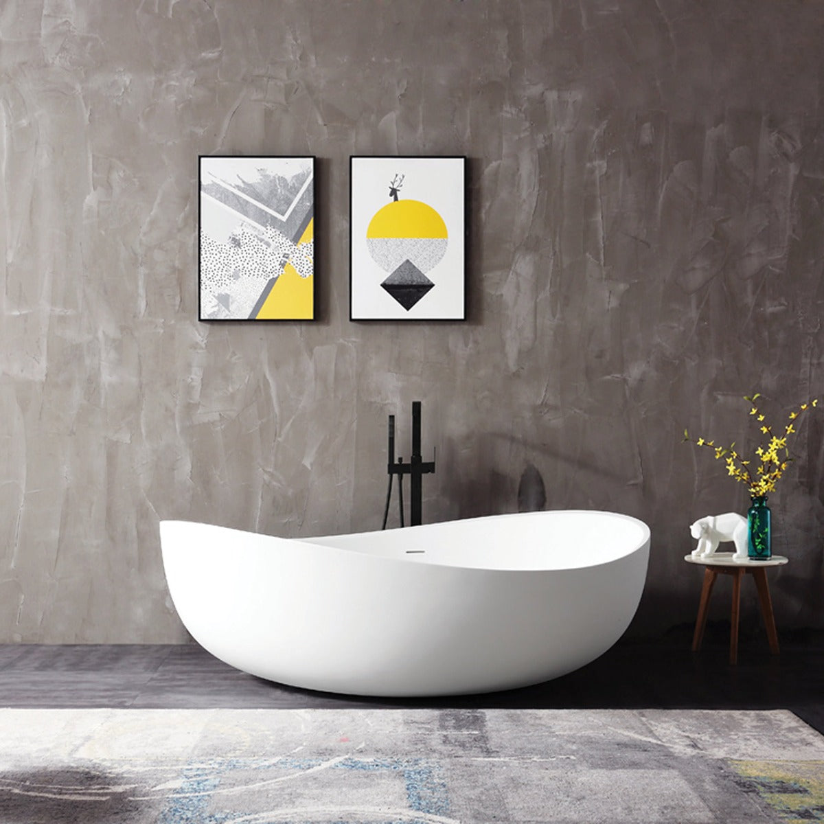 Zayden 71 Inch Acrylic Contemporary Freestanding Tub | Alternative Image 01 | drain finish:Brushed Brass