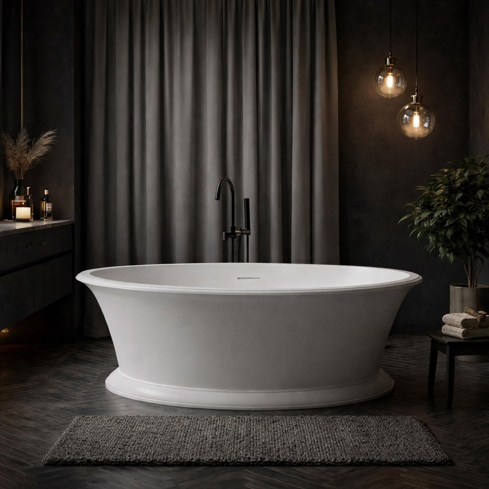 Julian 67 Inch Acrylic Double Ended Pedestal Tub | Alternative Image 01 | drain finish:Brushed Nickel