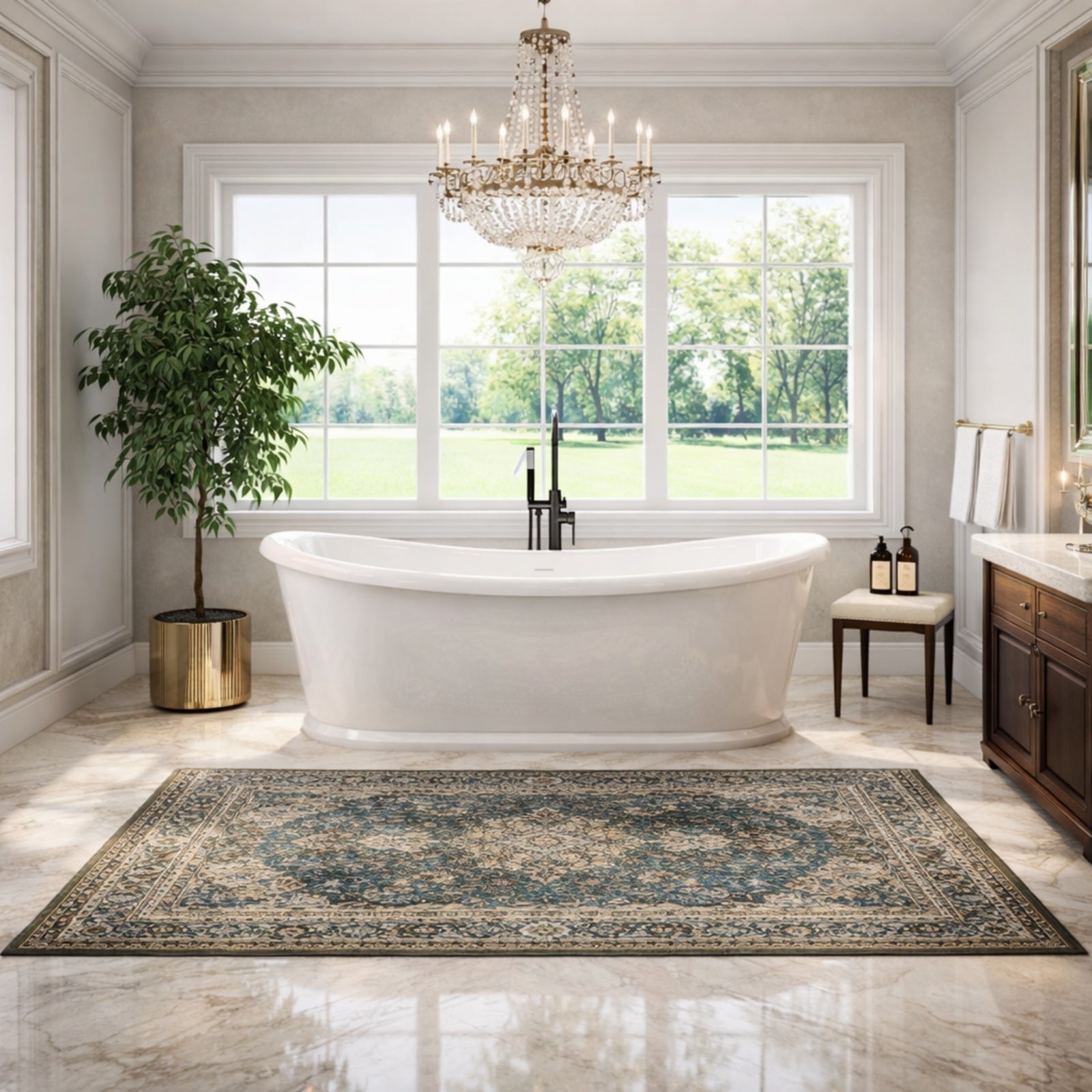 Deleanna II 59-inch Acrylic Double Slipper Freestanding Tub | Alternative Image 01 | length:59.0625 | drain finish:Oil Rubbed Bronze