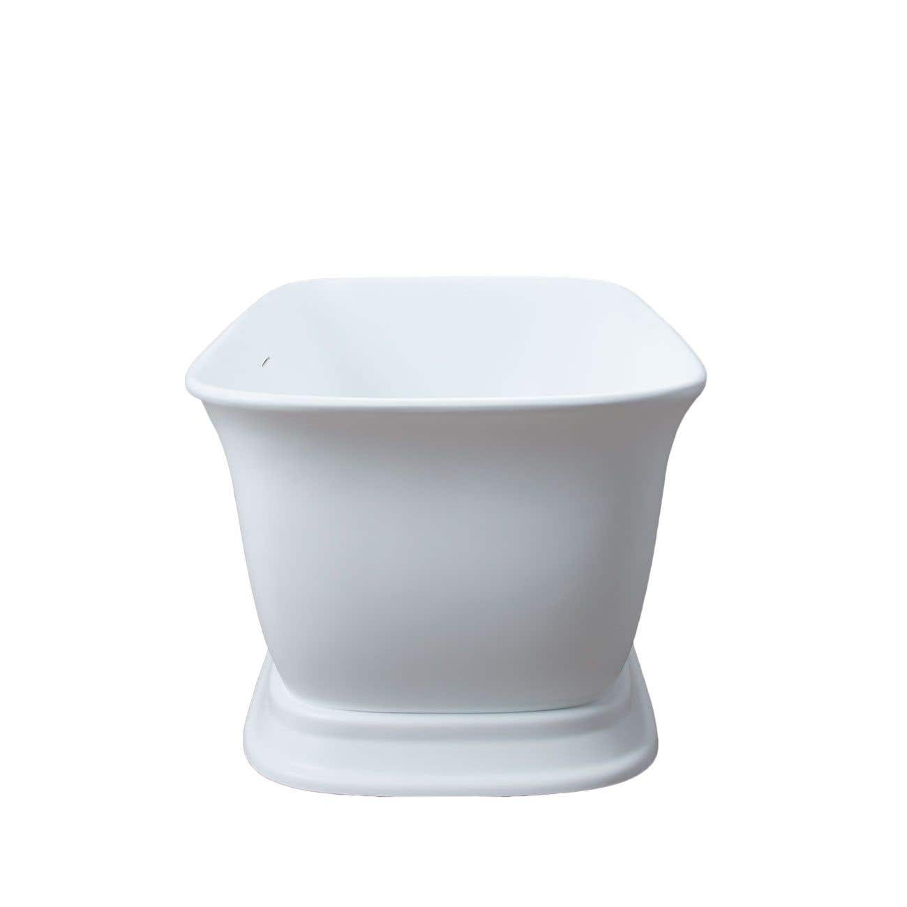 Emilia 59 Inch Matte White Acrylic Double Ended Freestanding Tub - Matte White Drain | Alternative Image 02 | length:59 | drain finish:Matte White