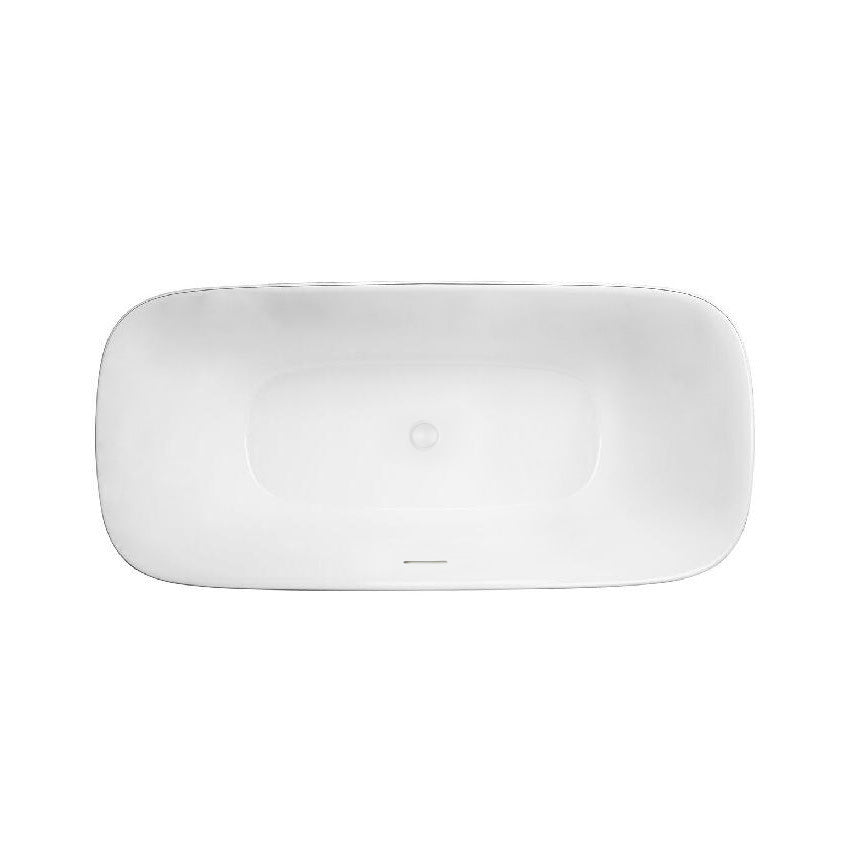 Emilia 59 Inch Matte White Acrylic Double Ended Freestanding Tub - Matte White Drain | Alternative Image 03 | length:59 | drain finish:Matte White