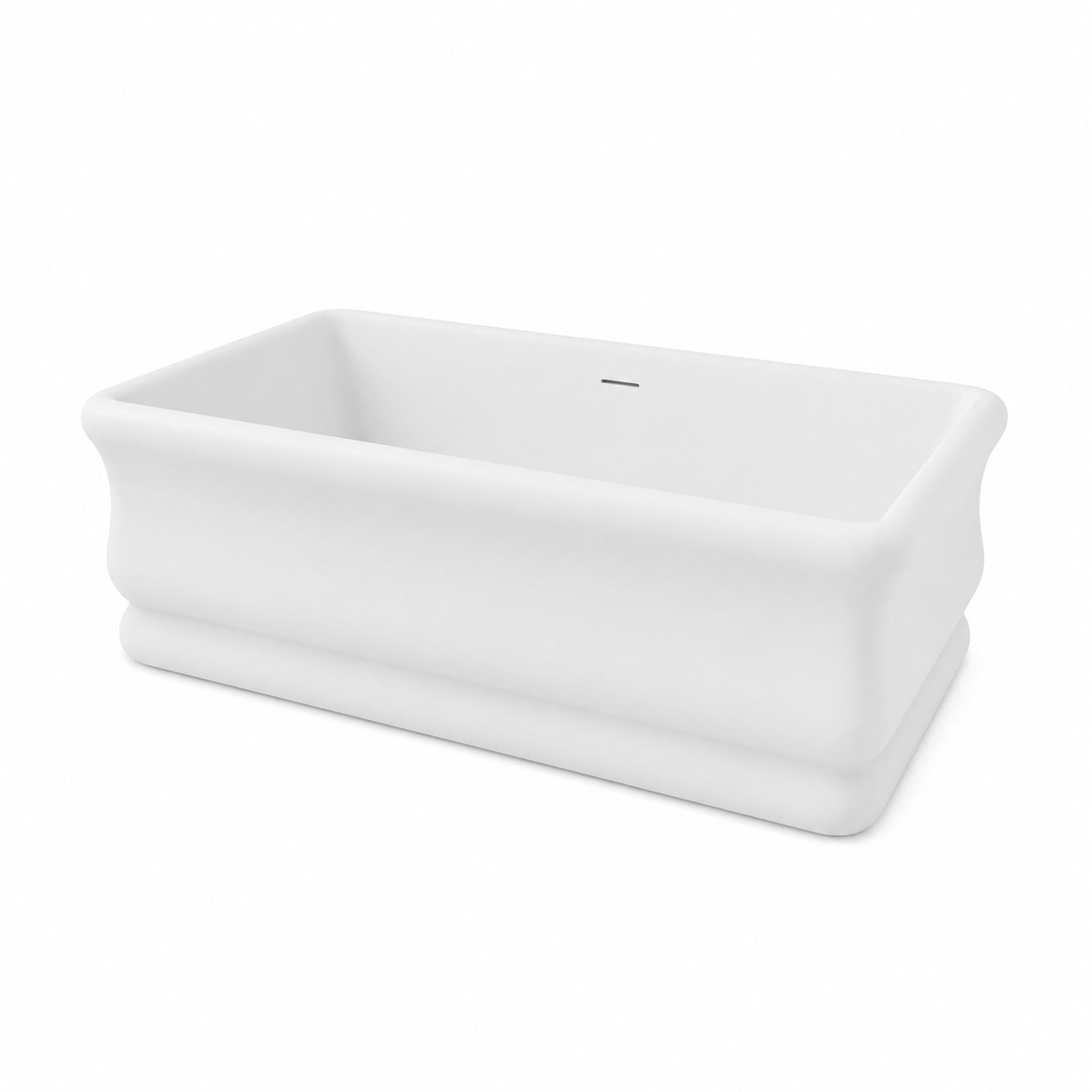 Kent 67 Inch Acrylic Double Ended Freestanding Tub - No Faucet Drillings - Matte White | Alternative Image 02 | drain finish:Polished Nickel