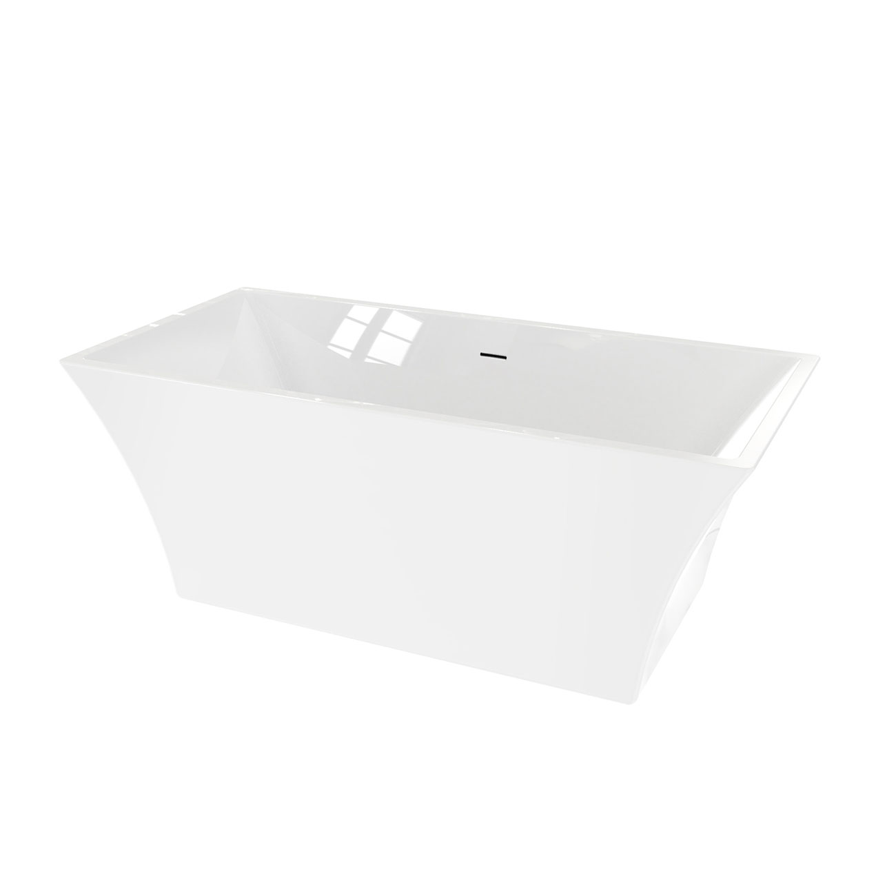 KANO II 66 Inch Acrylic Contemporary Double Ended Tub - No Faucet Drilling | Alternative Image 03 | length:66 | finish:White | drain finish:White