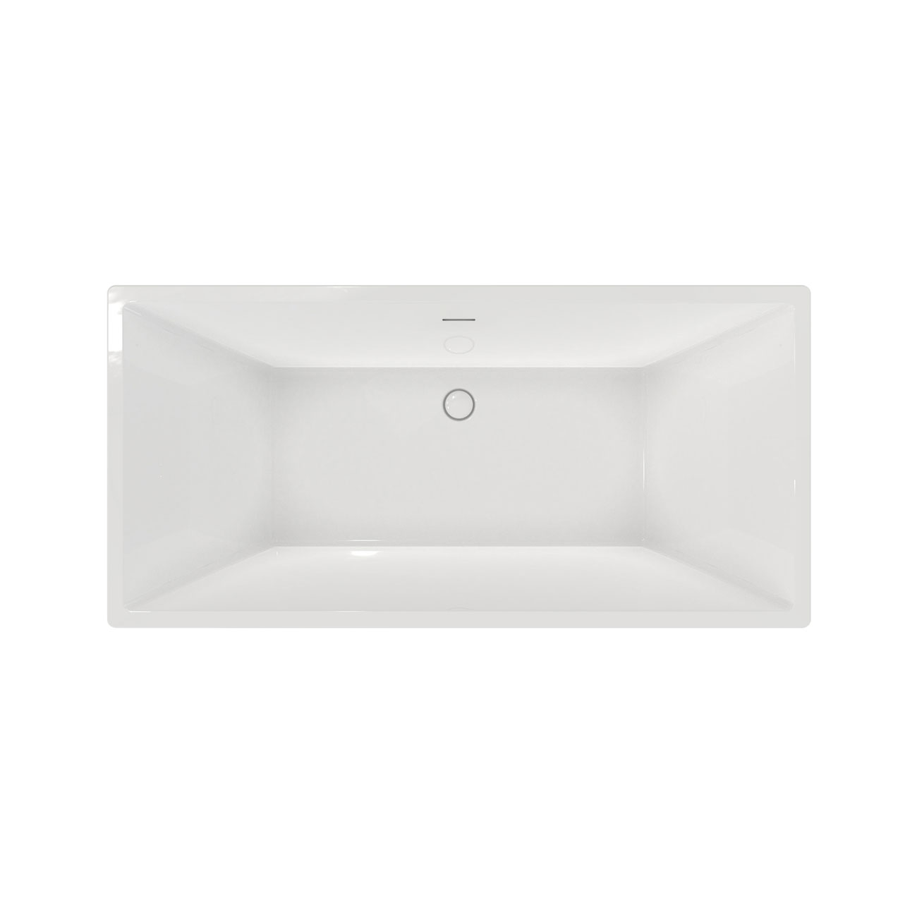 KANO II 66 Inch Acrylic Contemporary Double Ended Tub - No Faucet Drilling | Alternative Image 04 | length:66 | finish:White | drain finish:White