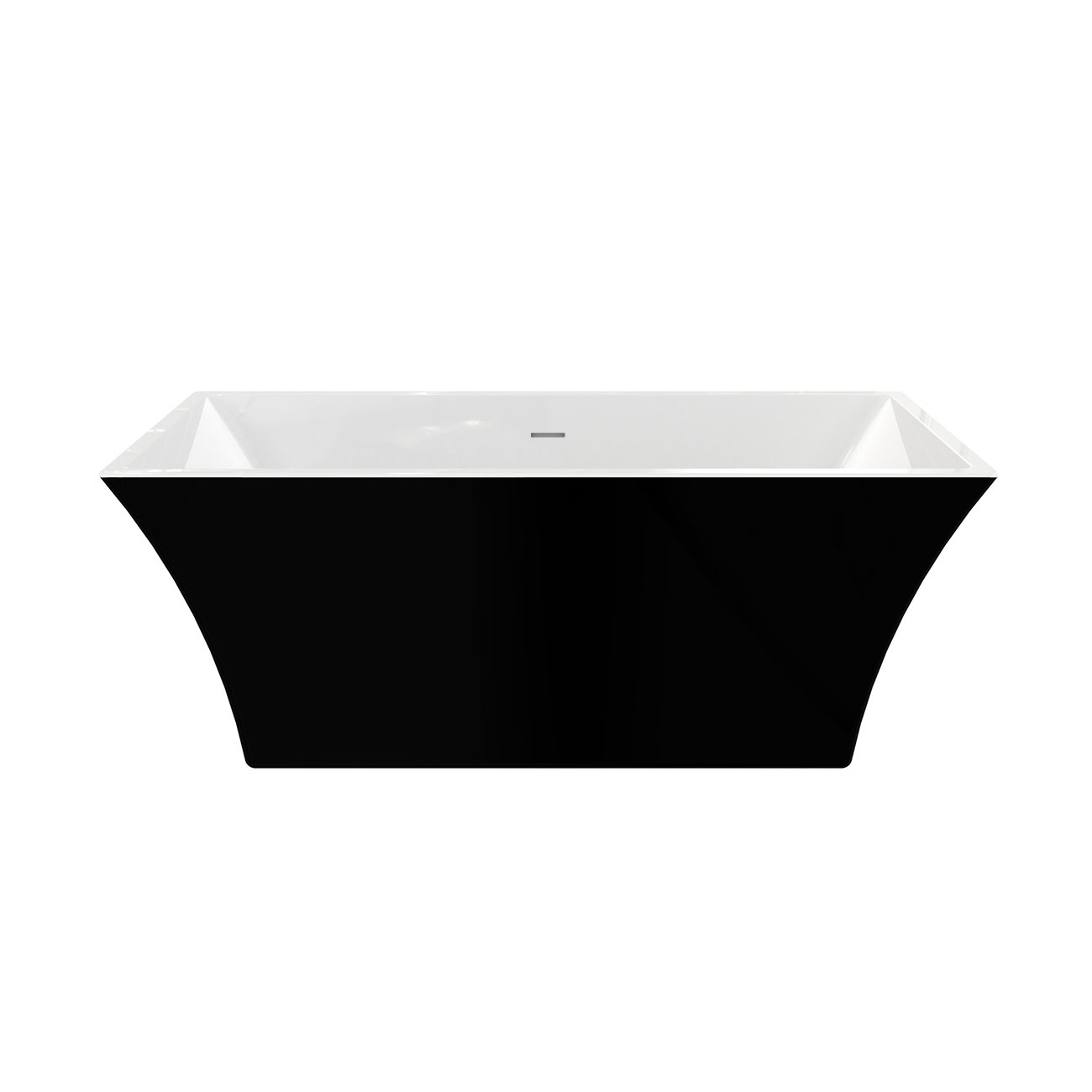 KANO II 66 Inch Acrylic Contemporary Double Ended Tub - No Faucet Drilling | Alternative Image 02 | length:66 | finish:Gloss Black | drain finish:White