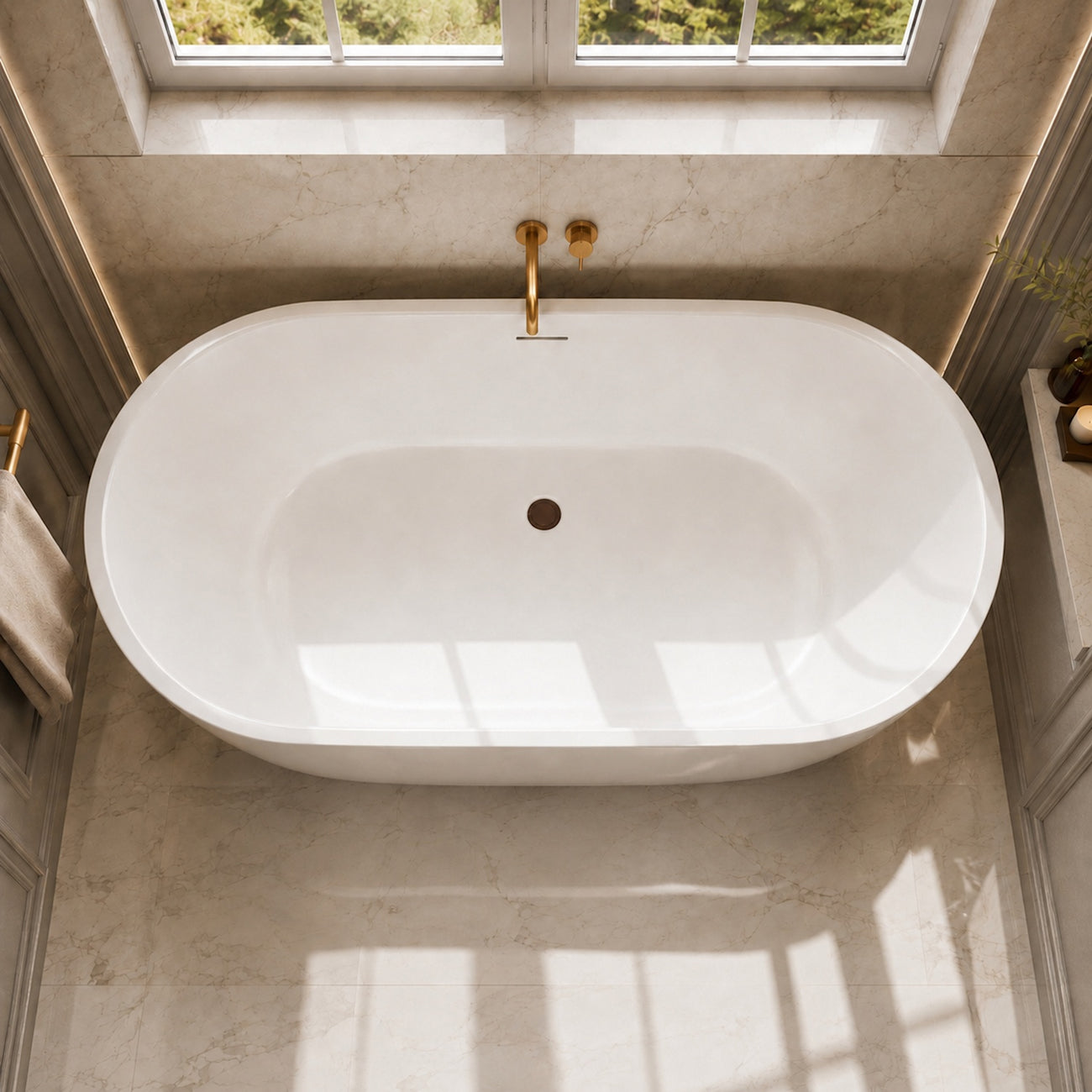 Elara 60-Inch Acrylic Contemporary Freestanding Tub | Alternative Image 03 | length:60 | drain finish:Oil Rubbed Bronze