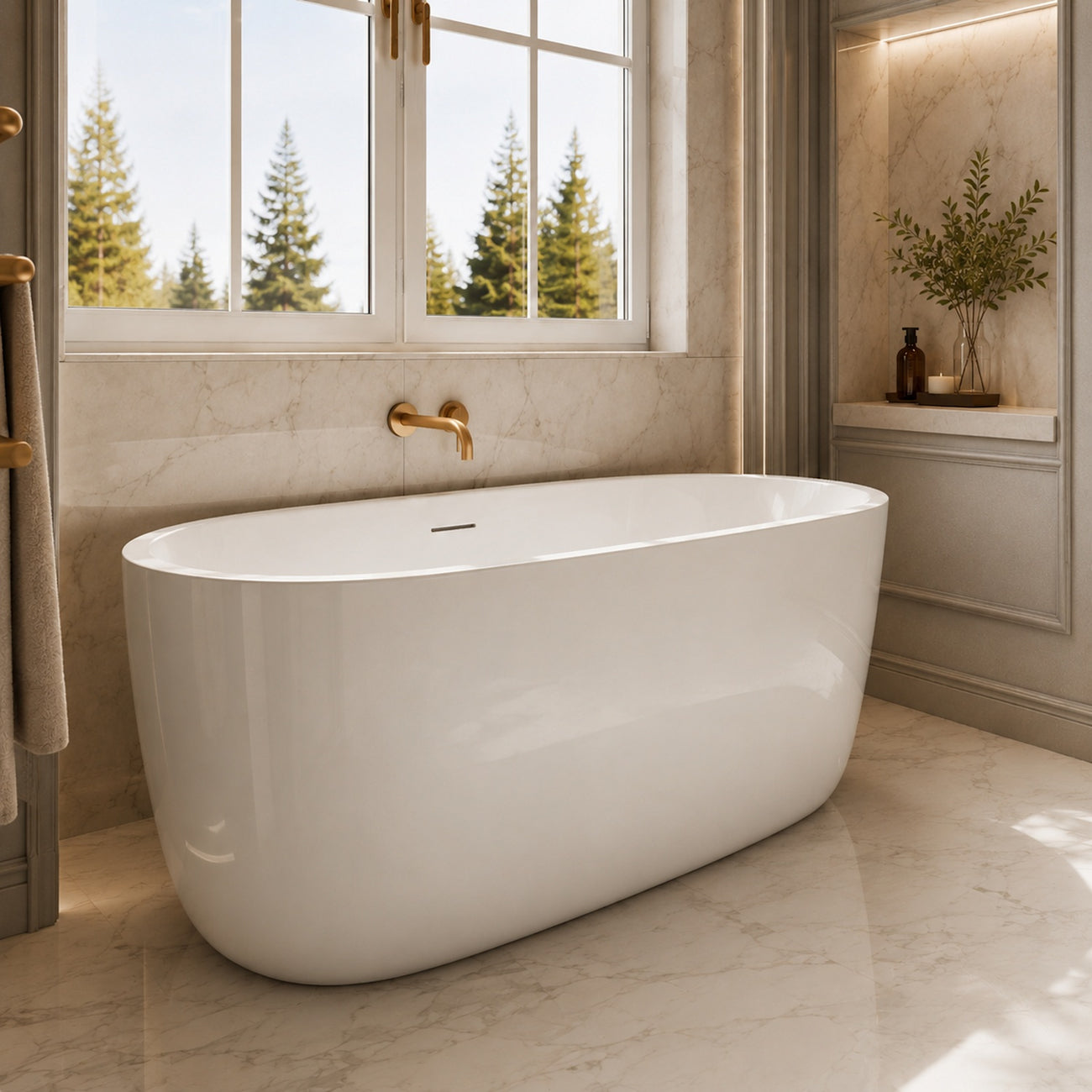 Elara 60-Inch Acrylic Contemporary Freestanding Tub | Alternative Image 02 | length:60 | drain finish:Oil Rubbed Bronze
