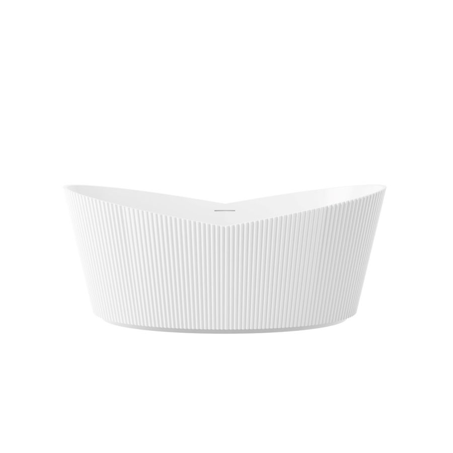 Maelis 67 Inch Acrylic Fluted Double Slipper Freestanding Tub | Alternative Image 02 | drain finish:Brushed Brass