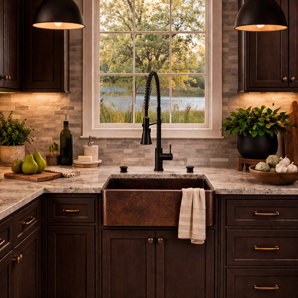 27 Inch Single Bowl Copper Farmhouse Sink | Alternative Image 01