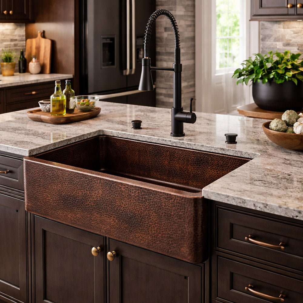 36 Inch Single Bowl Copper Farmhouse Sink | Alternative Image 01