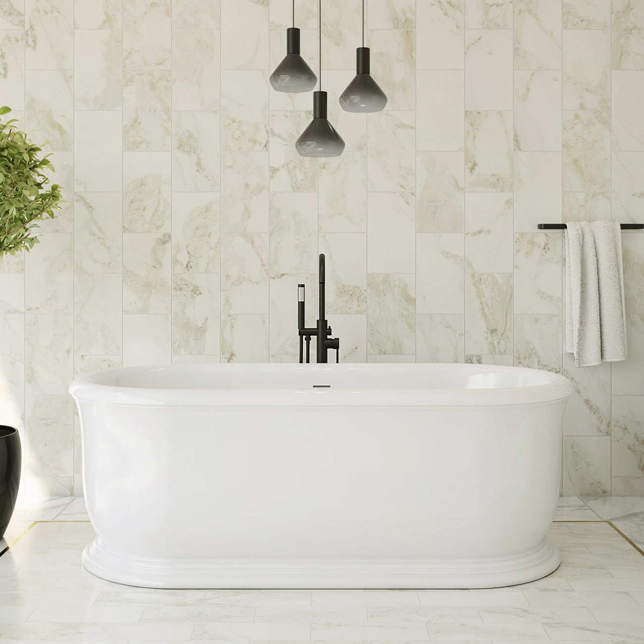 Slyph 71 Inch Resin Double Ended Freestanding Tub - No Faucet Drillings - Gloss White | Alternative Image 01 | finish:Gloss White