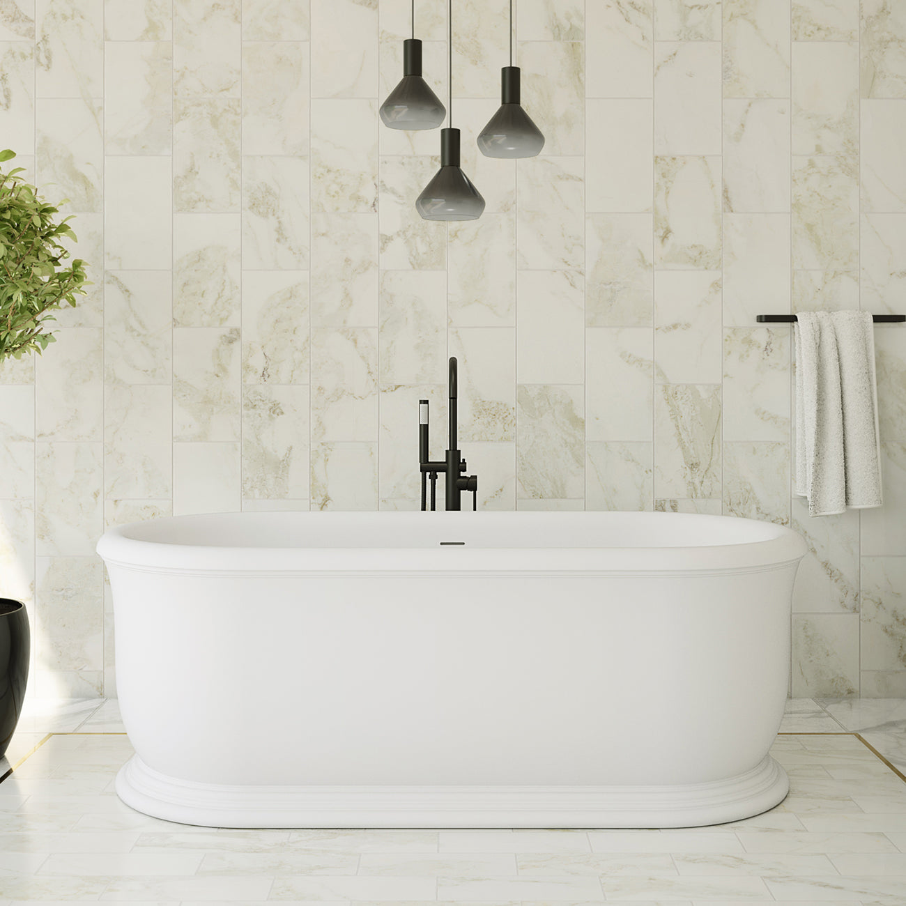Slyph 71 Inch Resin Double Ended Freestanding Tub - No Faucet Drillings - Matte White | Alternative Image 01 | finish:Matte White