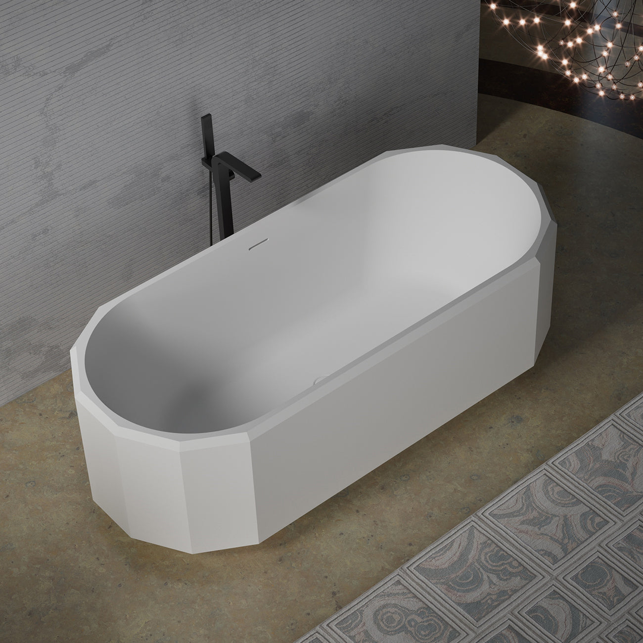 Kali Vertical 67 Inch Solid Surface Freestanding Tub | Alternative Image 02 | drain finish:Oil Rubbed Bronze
