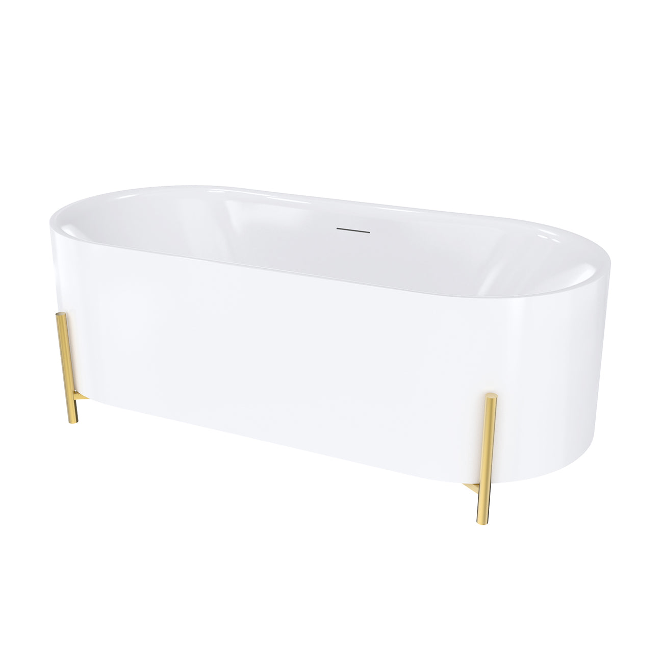 Haven 59 Inch Acrylic Double Ended Tub with Brushed Brass Stand | Alternative Image 02 | length:59 | finish:Brushed Brass