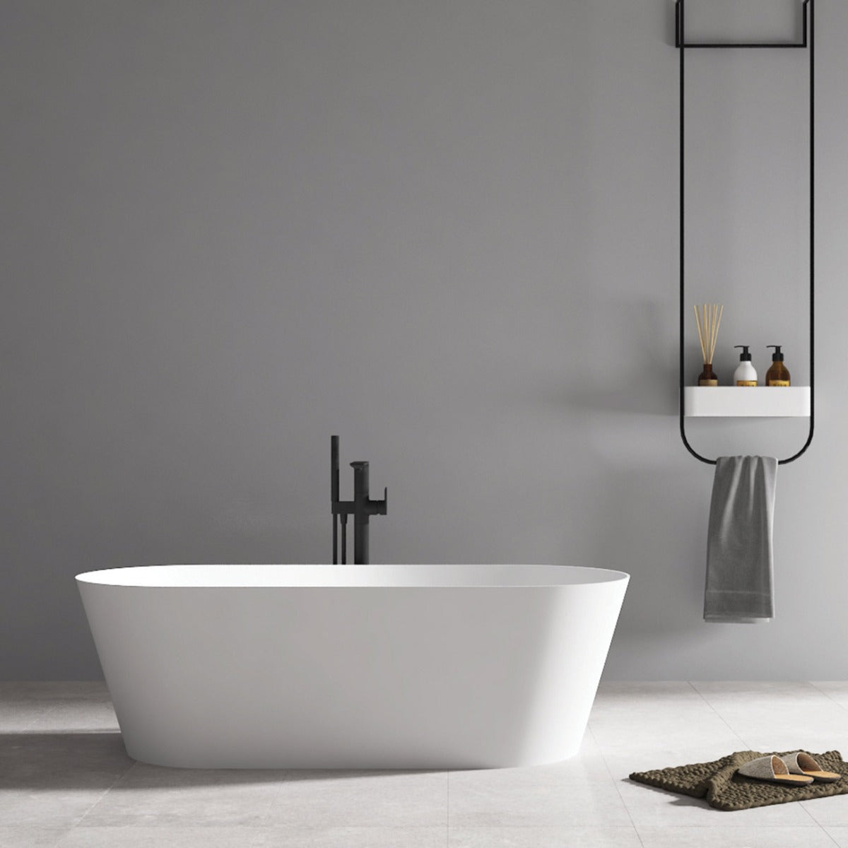 Salerno 66 Inch Solid Surface Bathtub | Alternative Image 01