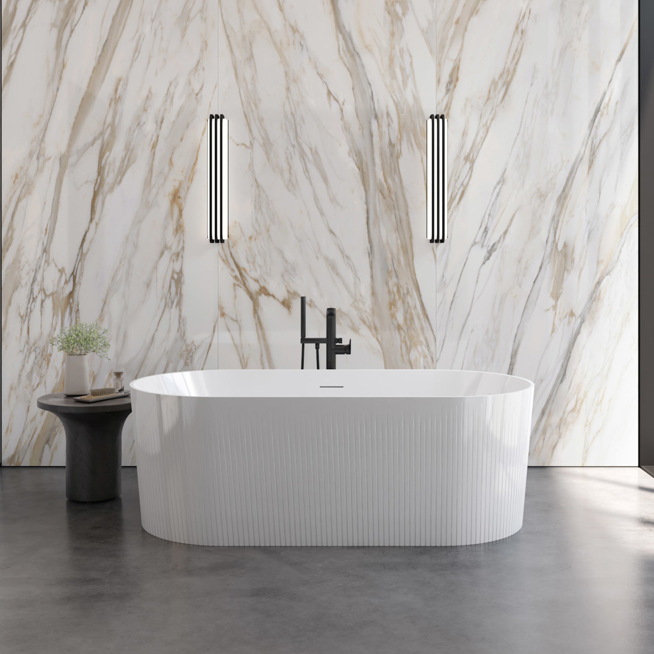 Arden Acrylic Contemporary Double Ended Tub | Alternative Image 01 | length:67 | drain finish:Brushed Nickel