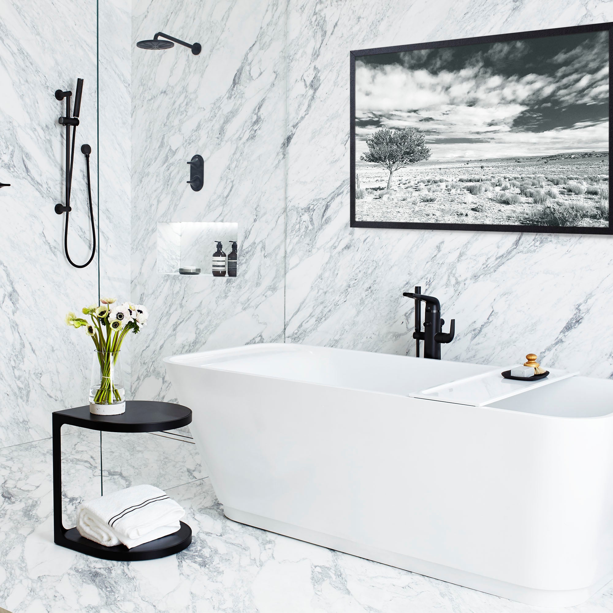 Modulus 72 in. x 32 in. Freestanding Bathtub | Alternative Image 03 | drain finish:Brushed Nickel