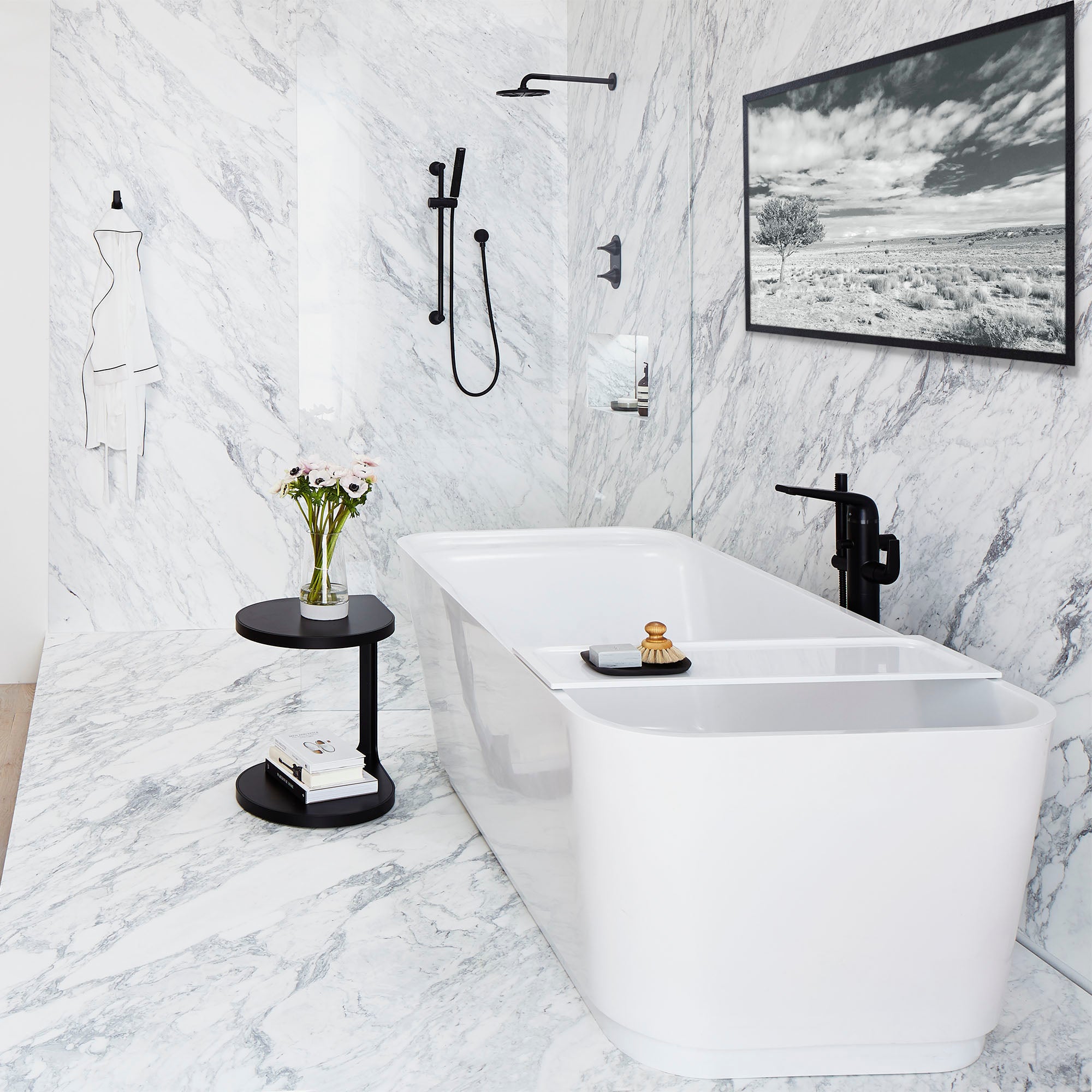 Modulus 72 in. x 32 in. Freestanding Bathtub | Alternative Image 04 | drain finish:Brushed Nickel