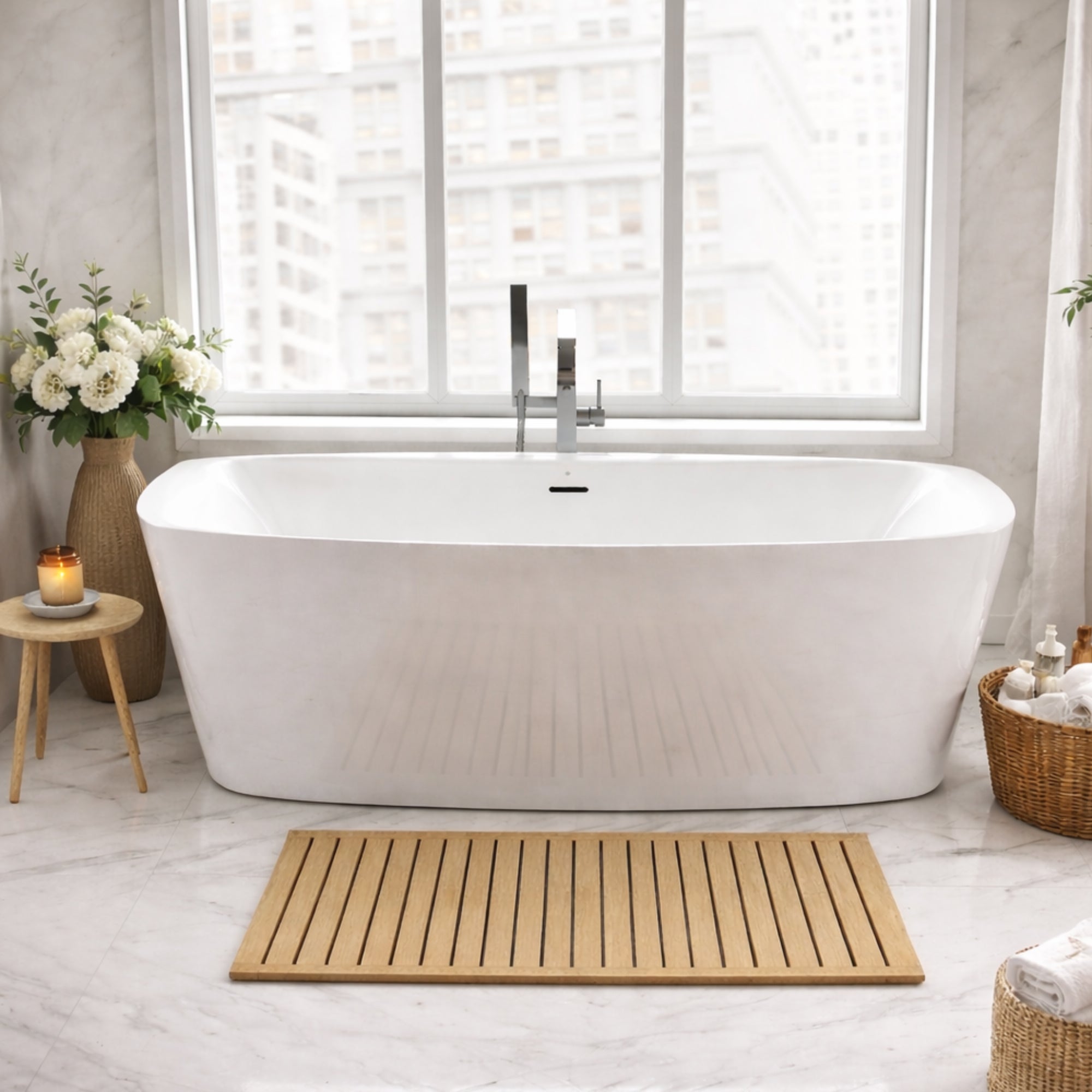 Equility 67 in. x 33 in. Freestanding Bathtub | Alternative Image 01 | drain finish:Brushed Nickel