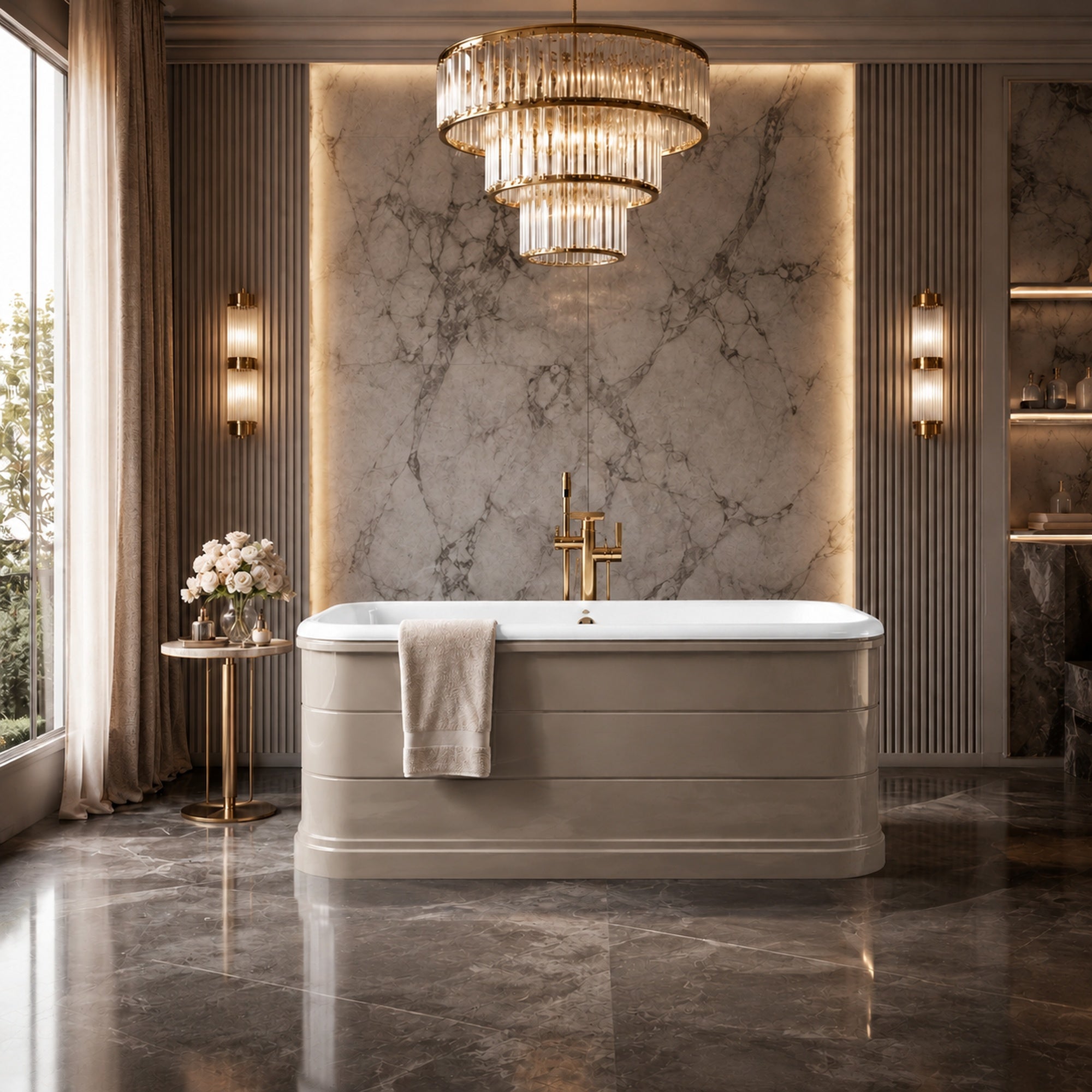 67-Inch White Cast Iron Double Ended Skirted Tub | DXV – MAIDSTONE