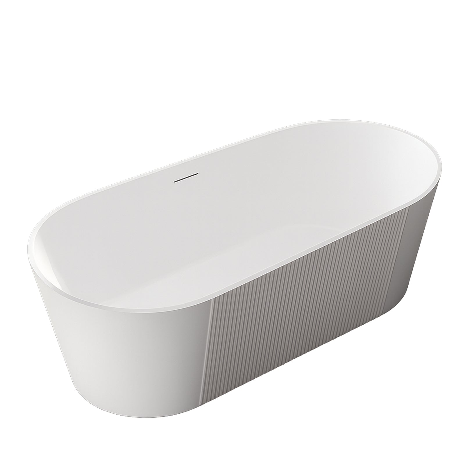Vertical 67 Inch Acrylic Fluted Freestanding Tub - White - Gloss White | Alternative Image 03 | drain finish:Polished Brass