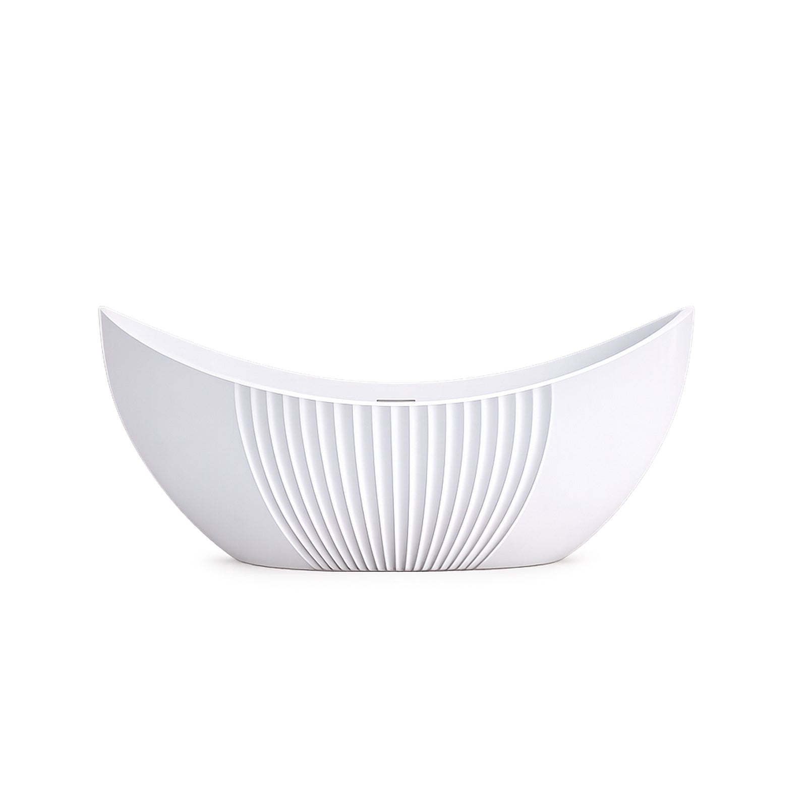 Double End Vertical 71 Inch Acrylic Fluted Freestanding Tub - White - Gloss White | Alternative Image 02 | drain finish:Matte Black