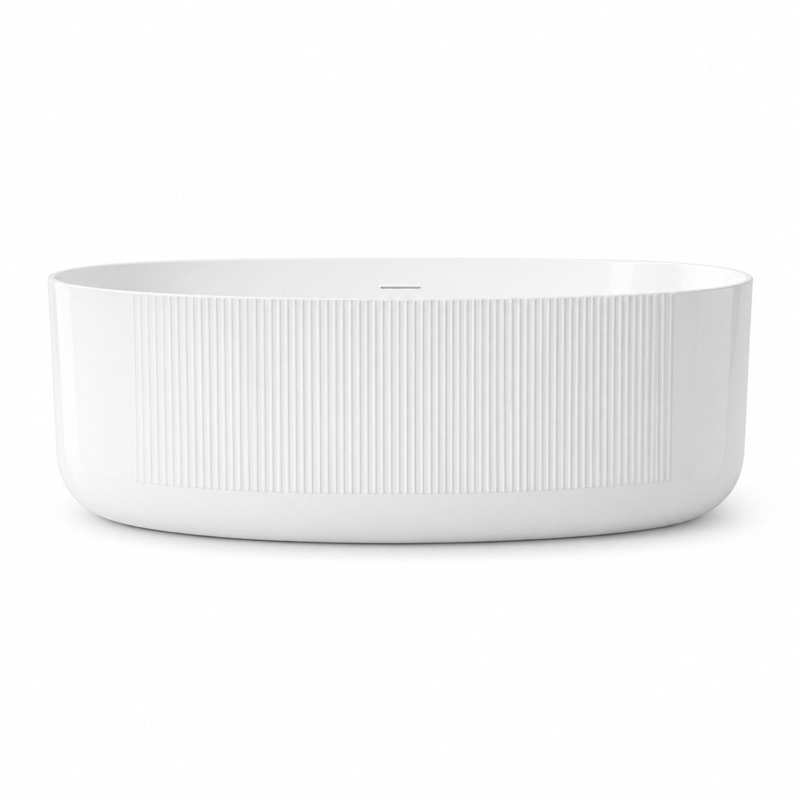 Vertical 67 Inch Acrylic Fluted Freestanding Tub - White - Gloss White | Alternative Image 02 | drain finish:Polished Nickel