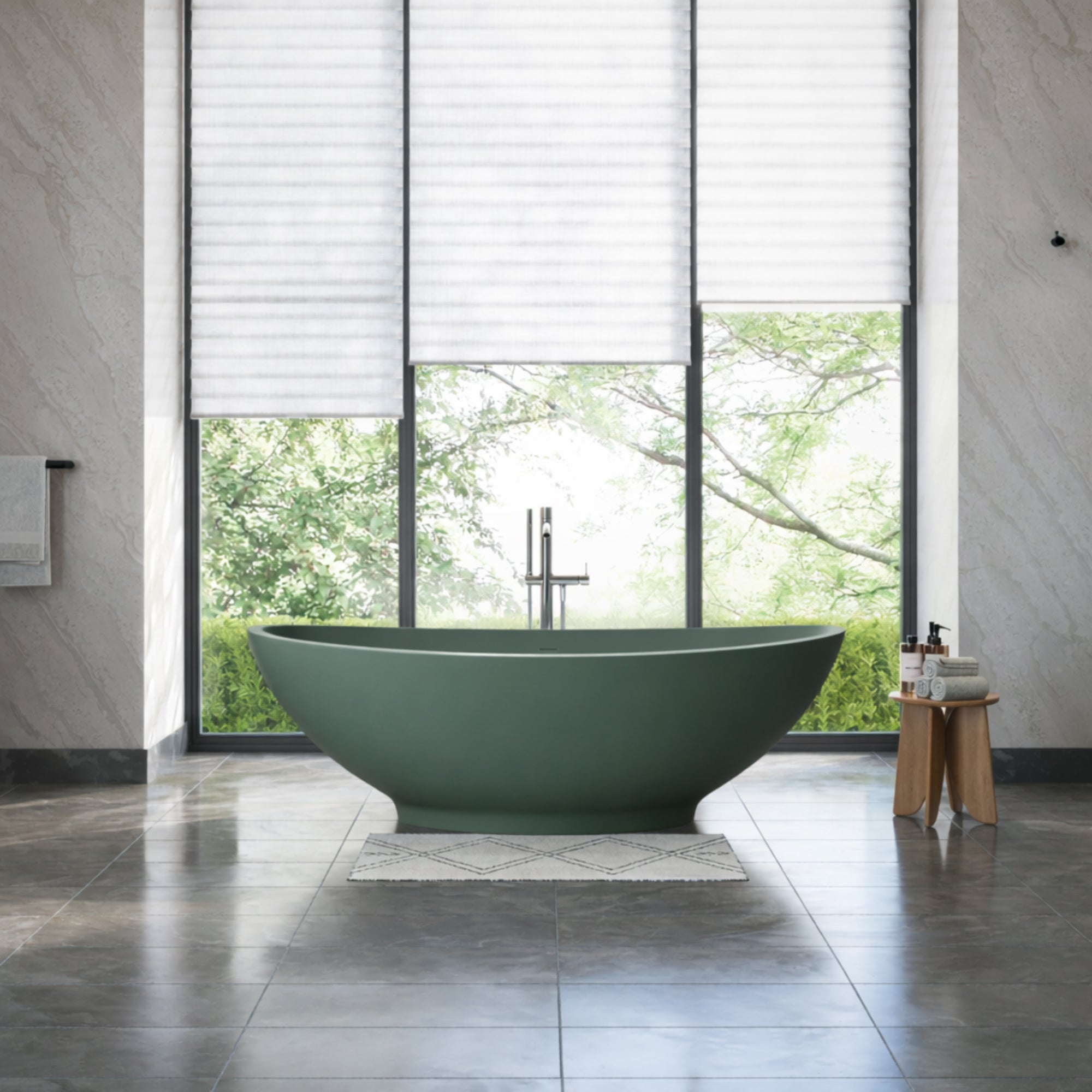 Grasse 75 Inch Resin Double Slipper Matte Tub | Alternative Image 01 | finish:Aveo