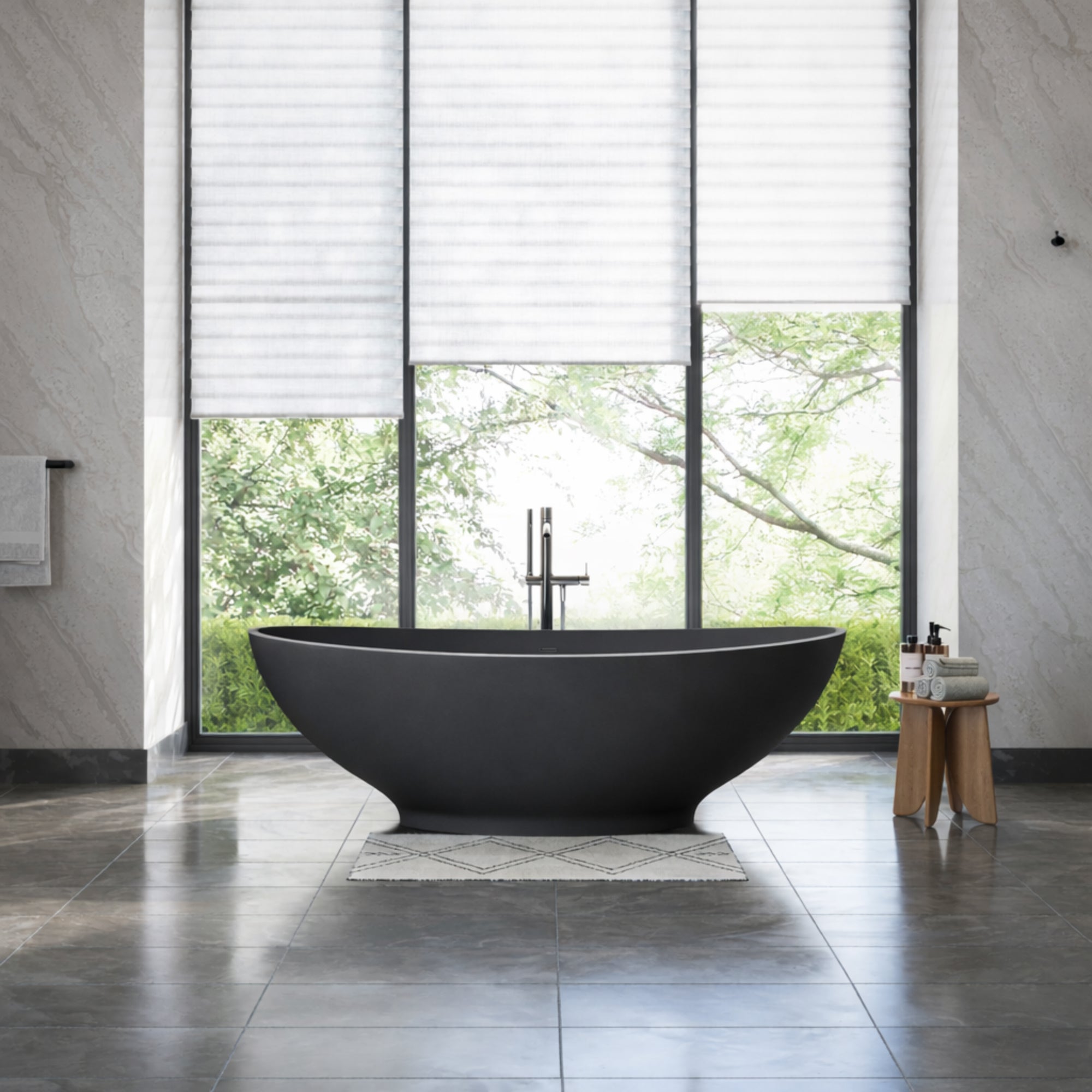 Grasse 75 Inch Resin Double Slipper Matte Tub | Alternative Image 01 | finish:Ciara