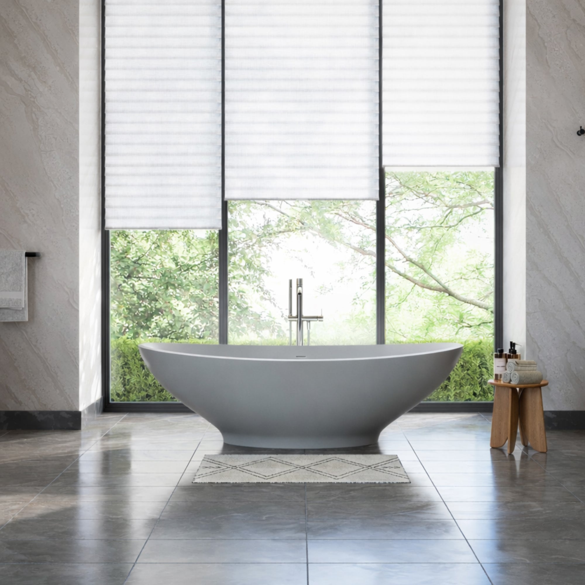 Grasse 75 Inch Resin Double Slipper Matte Tub | Alternative Image 01 | finish:Perla