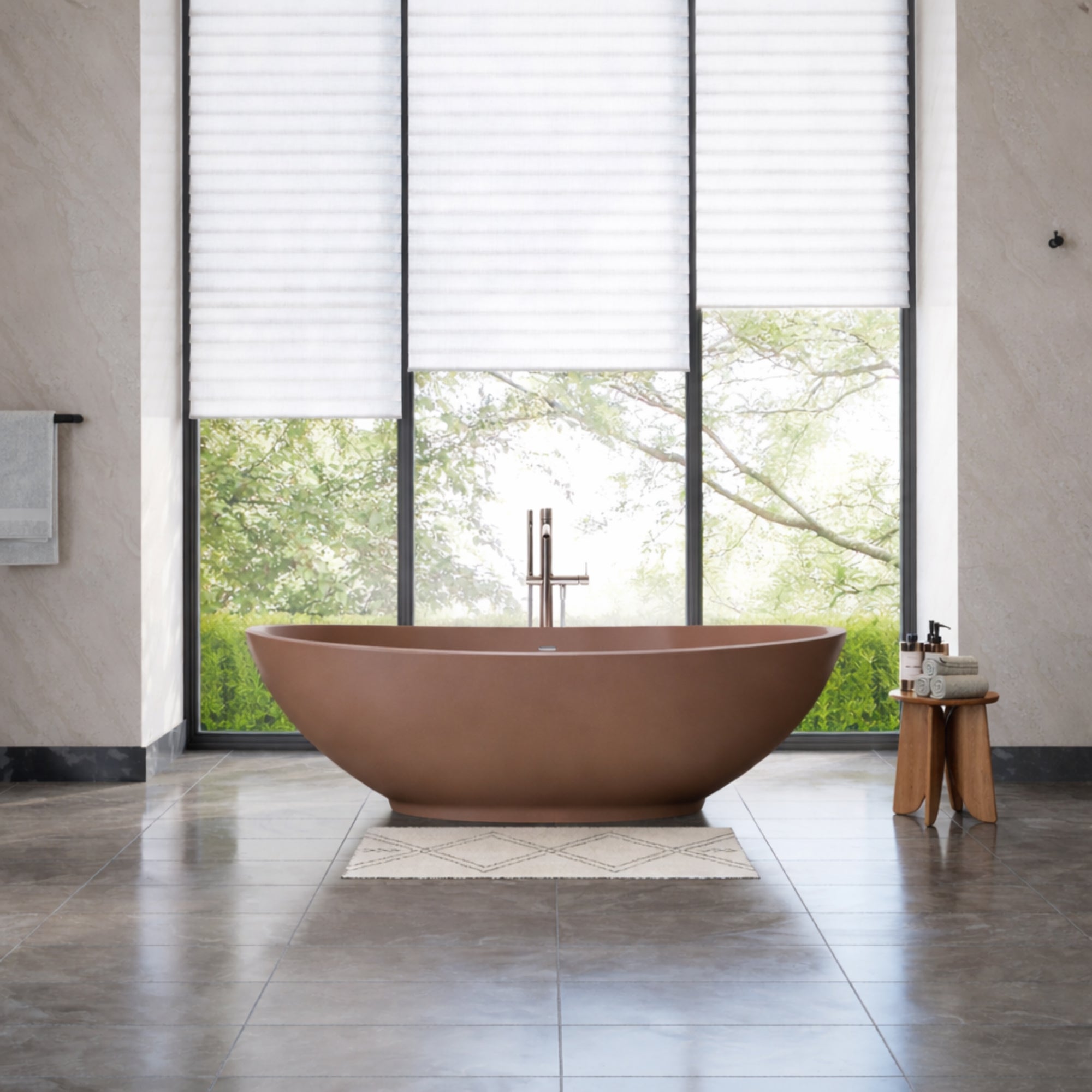 Grasse 75 Inch Resin Double Slipper Matte Tub | Alternative Image 01 | finish:Sable