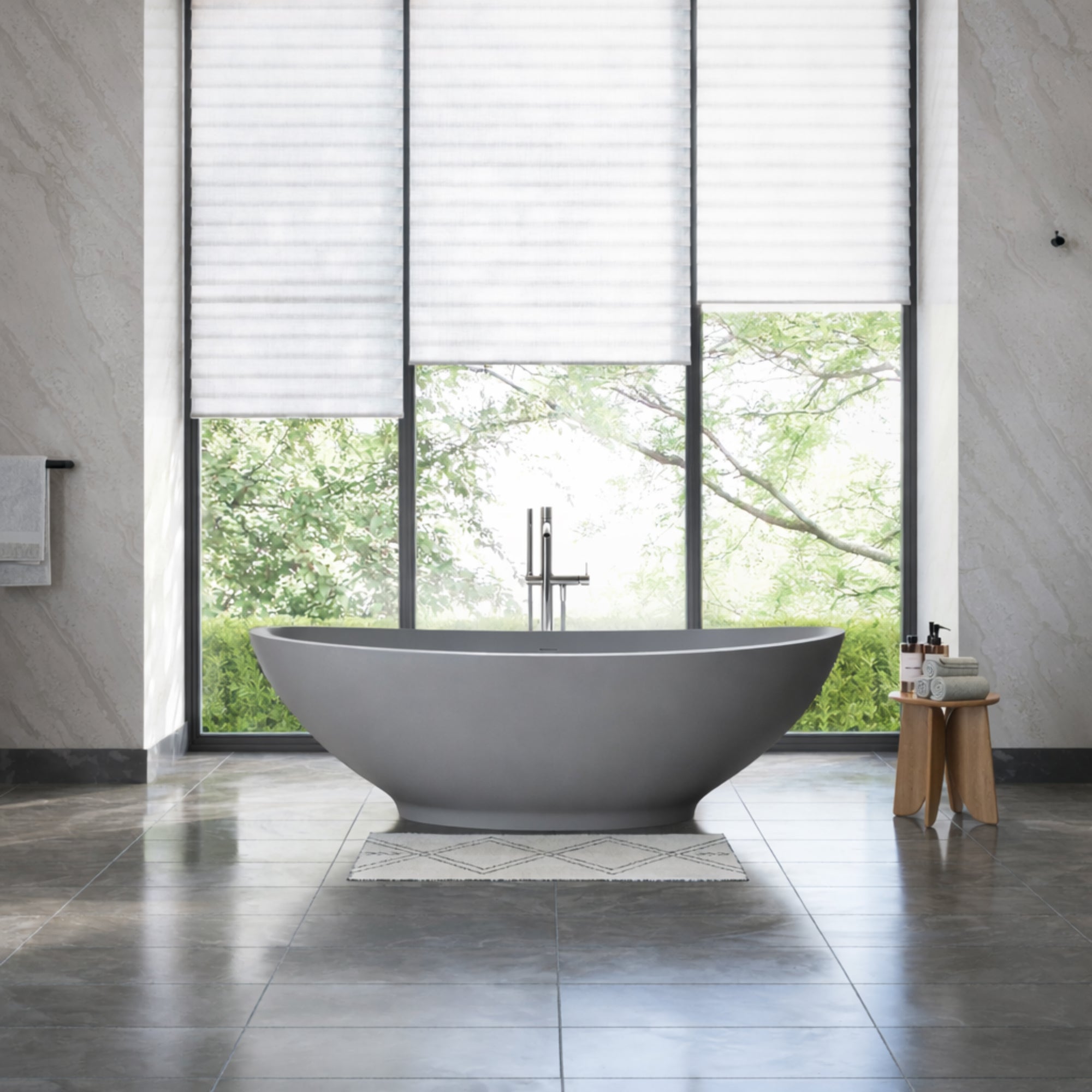 Grasse 75 Inch Resin Double Slipper Matte Tub | Alternative Image 01 | finish:Struzzo