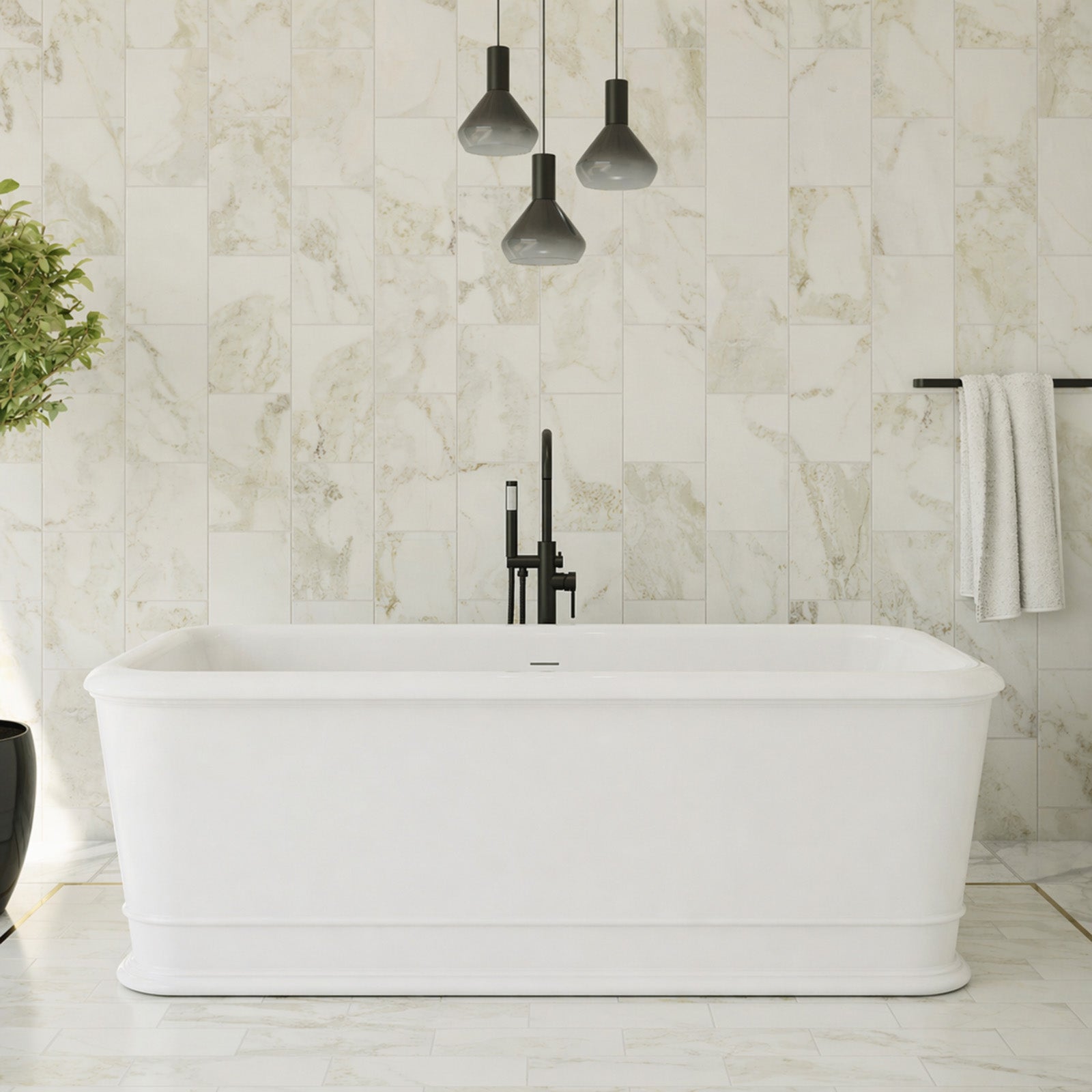 Atticus 71 Inch Resin Double Ended Freestanding Bathtub - No Faucet Drillings - Matte White Finish | Alternative Image 01 | finish:Matte White