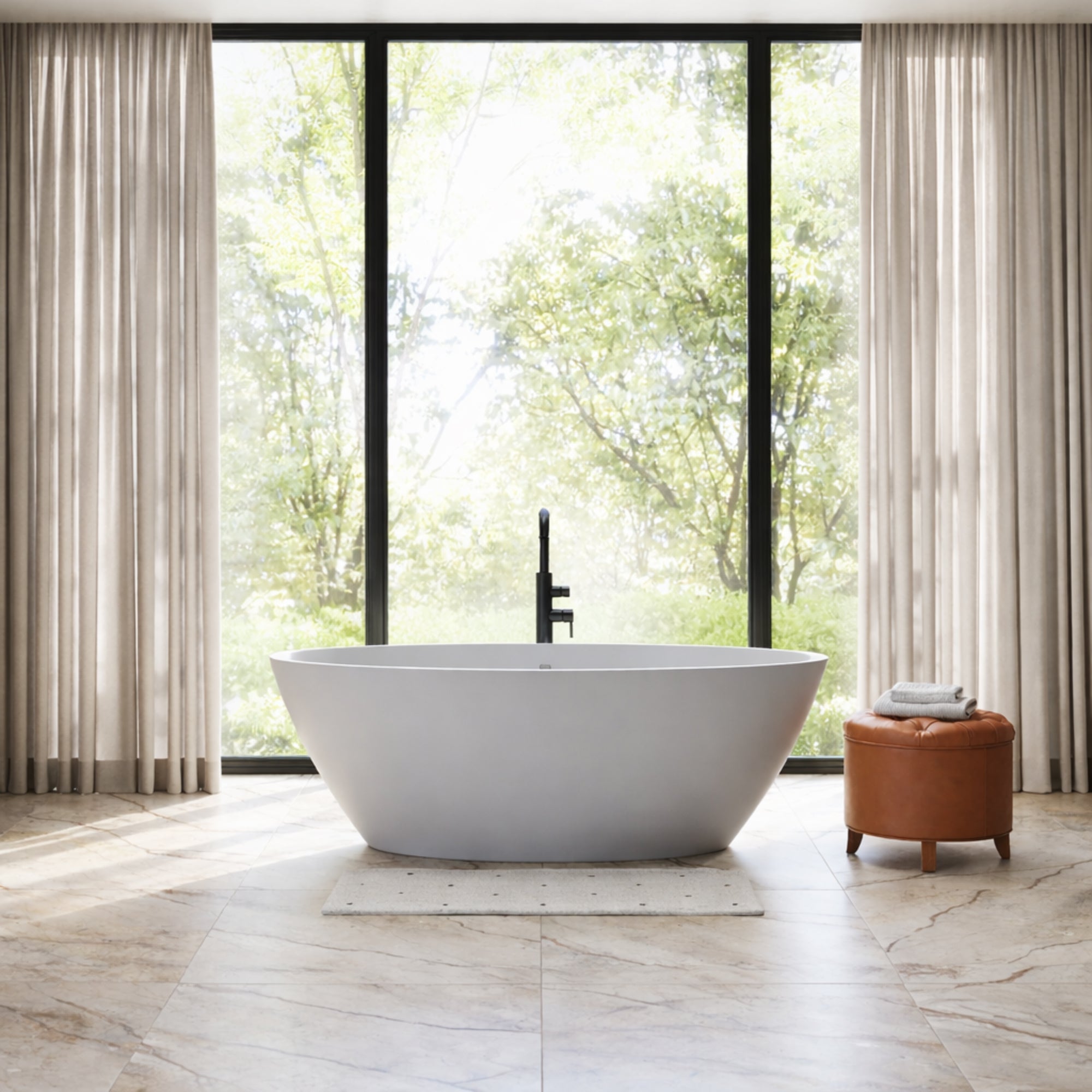 EZE 60 Inch Mineralcast Freestanding Bathroom | Alternative Image 01 | length:59 | finish:Struzzo