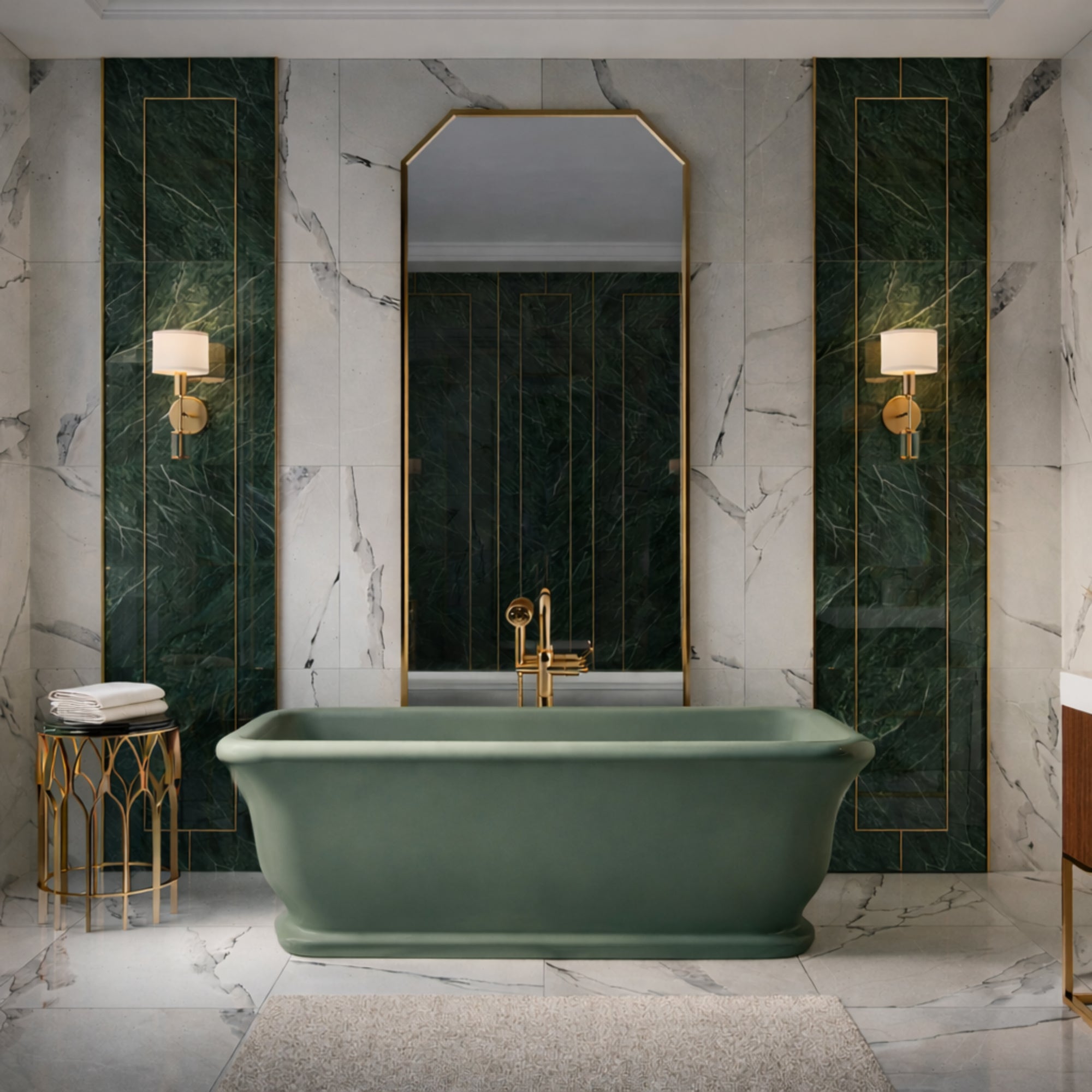 Juliet 63 Inch Resin Double Ended Bathtub - Matte Green Finish | Alternative Image 01 | length:63 | finish:Aveo