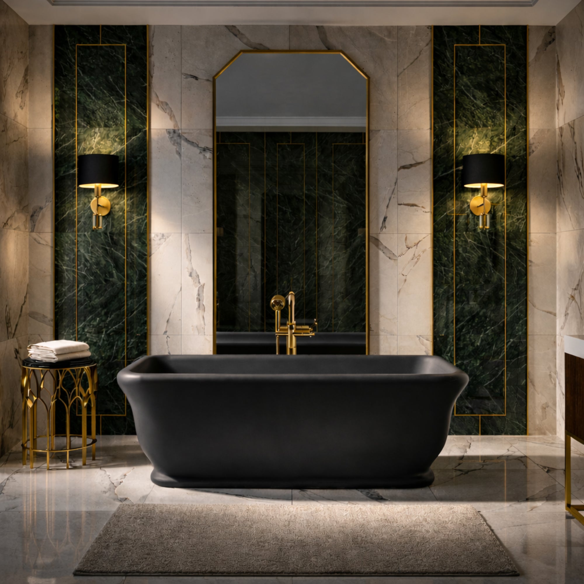 Juliet 63 Inch Resin Double Ended Bathtub - Matte Dark Gray Finish | Alternative Image 01 | length:63 | finish:Ciara