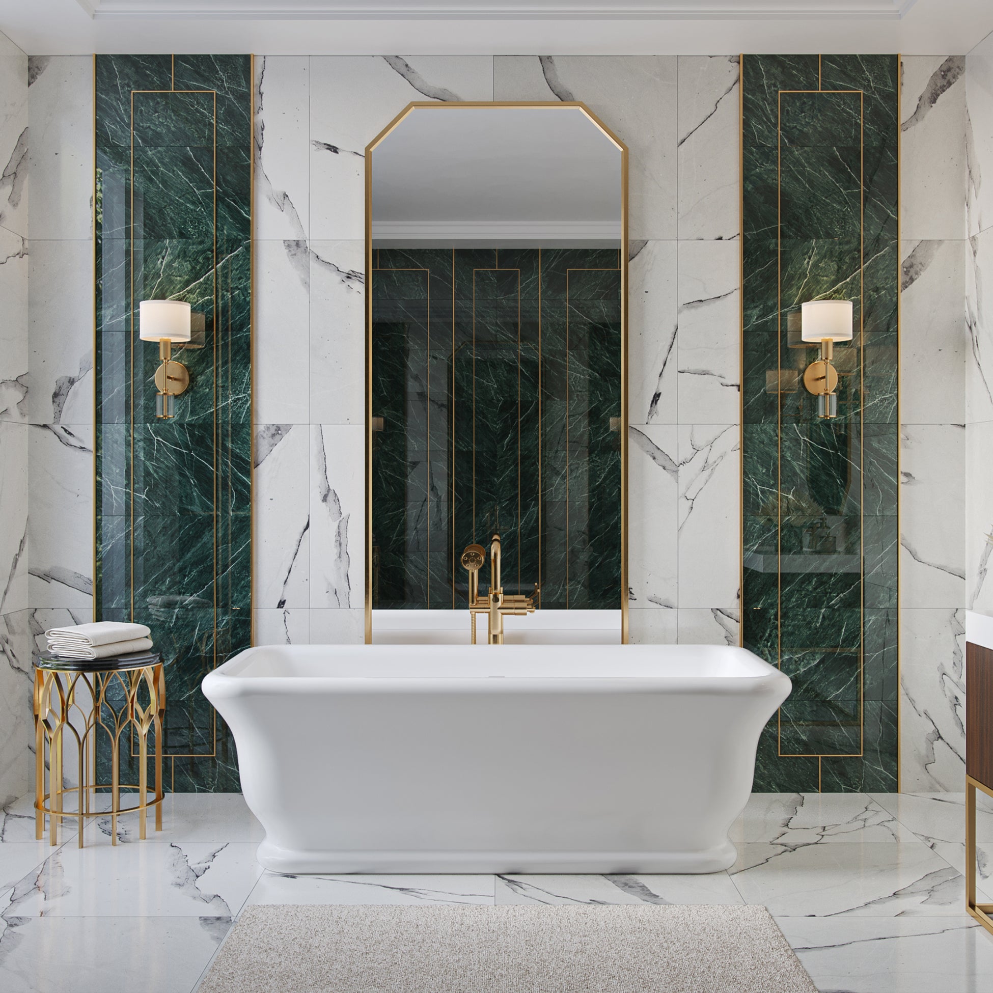 Juliet 63 Inch Resin Double Ended Bathtub - Matte White Finish | Alternative Image 01 | length:63 | finish:Matte White