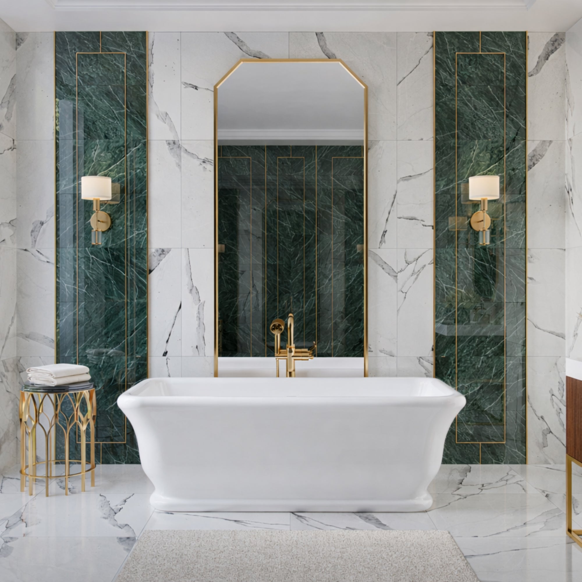 Juliet 63 Inch Resin Double Ended Bathtub - Gloss White Finish | Alternative Image 01 | length:63 | finish:Gloss White