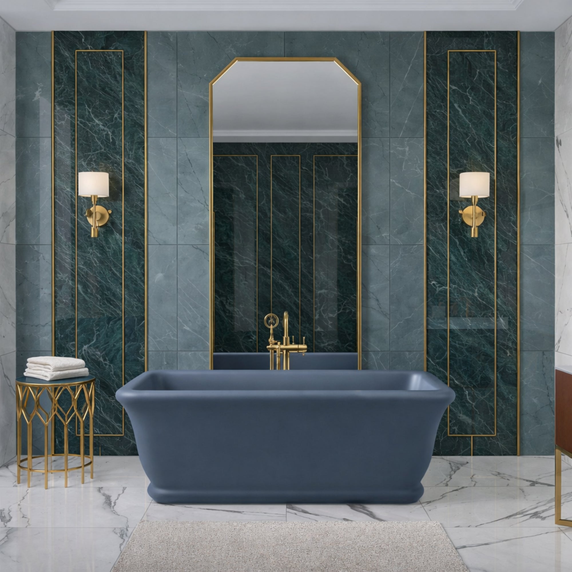 Juliet 71 Inch Resin Double Ended Bathtub - Matte Blue Finish | Alternative Image 01 | length:71 | finish:Azure
