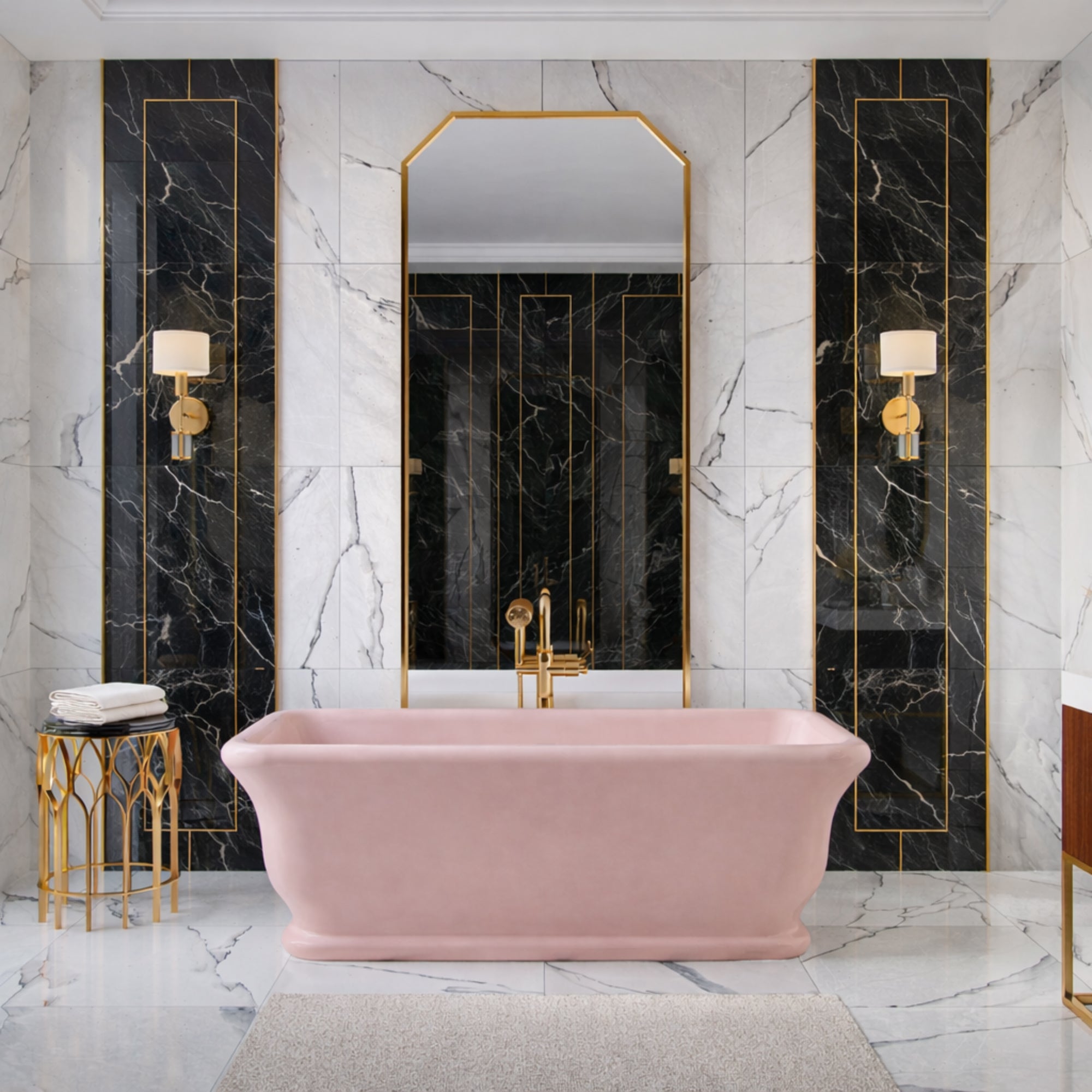 Juliet 71 Inch Resin Double Ended Bathtub - Matte Pink Finish | Alternative Image 01 | length:71 | finish:Rosa