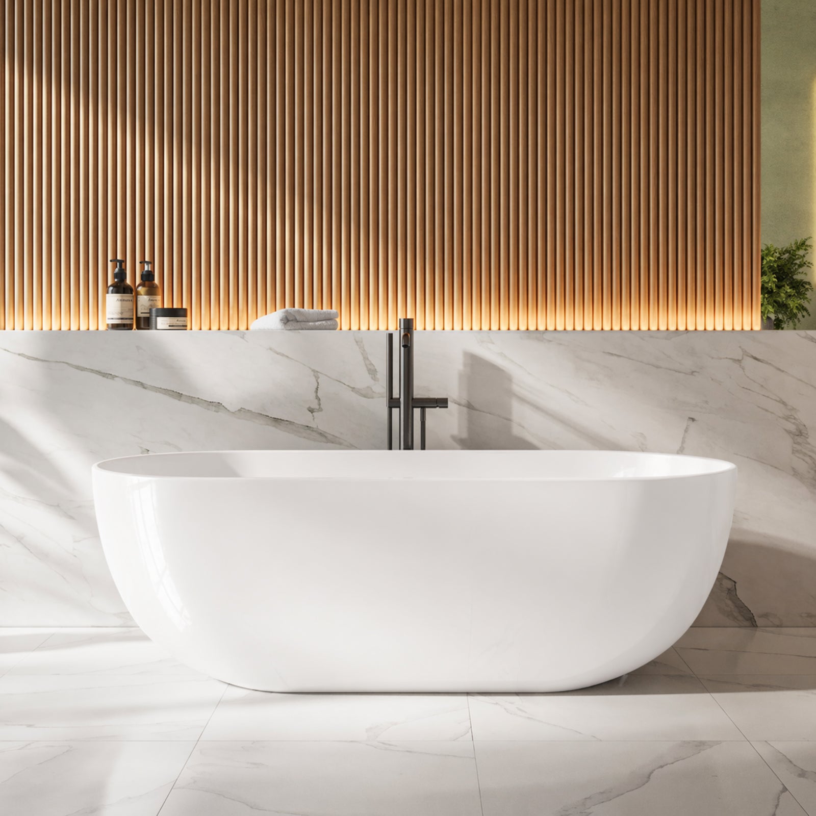 Cannes 65 Inch Resin Double Ended Tub - Gloss White | Alternative Image 01 | finish:Gloss White