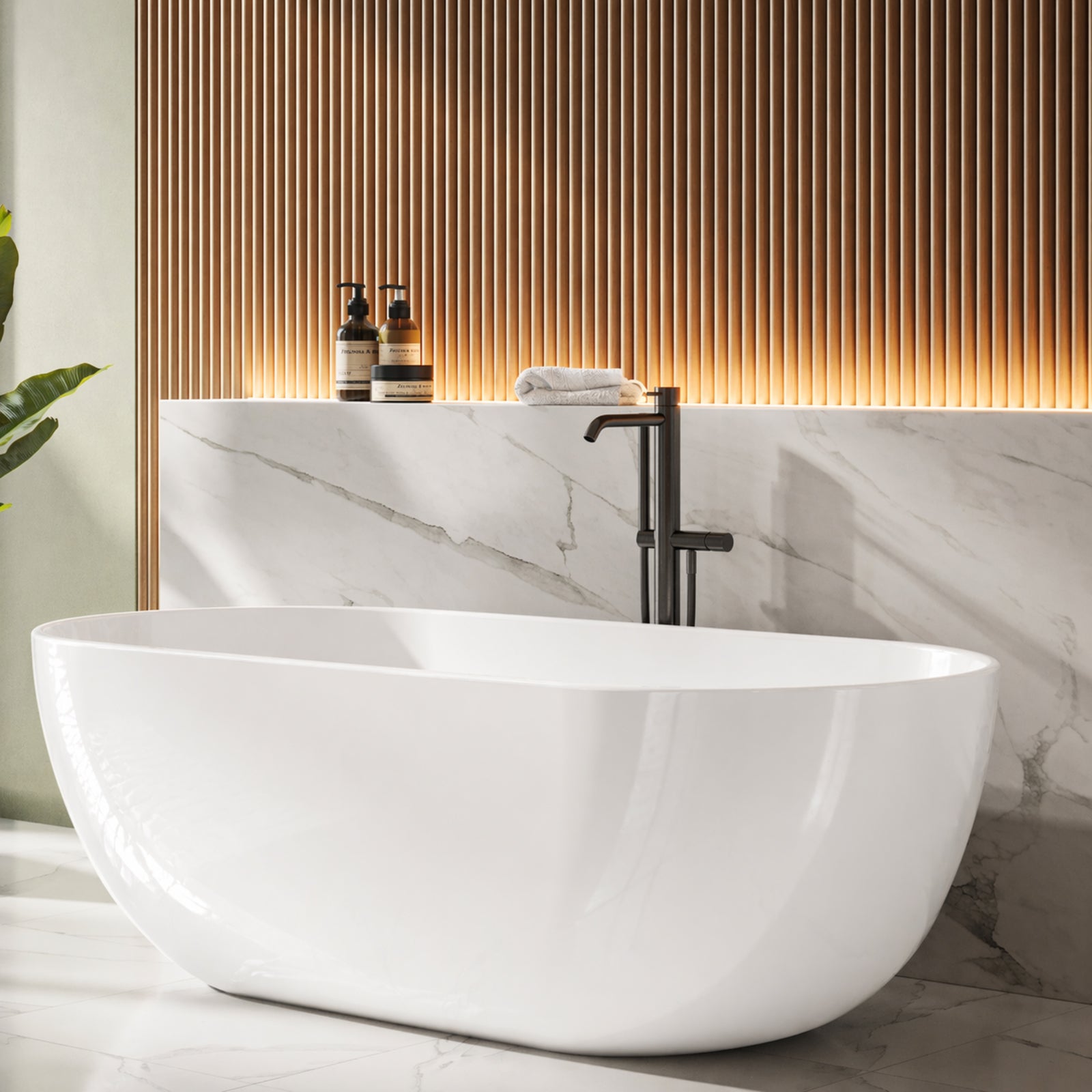 Cannes 65 Inch Resin Double Ended Tub - Gloss White | Alternative Image 02 | finish:Gloss White