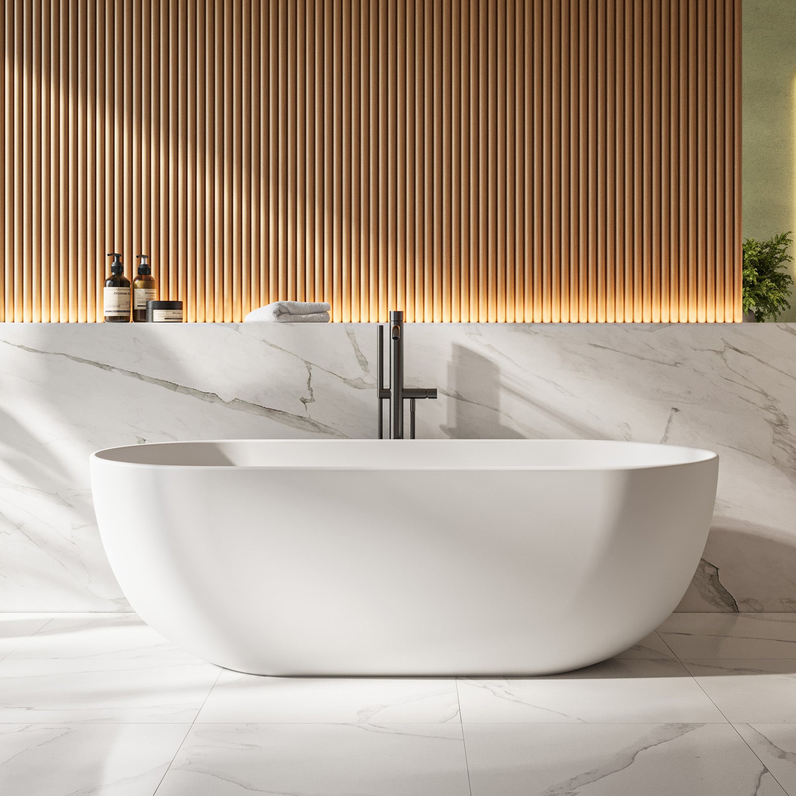 Cannes 65 Inch Resin Double Ended Tub | Alternative Image 01 | finish:Matte White