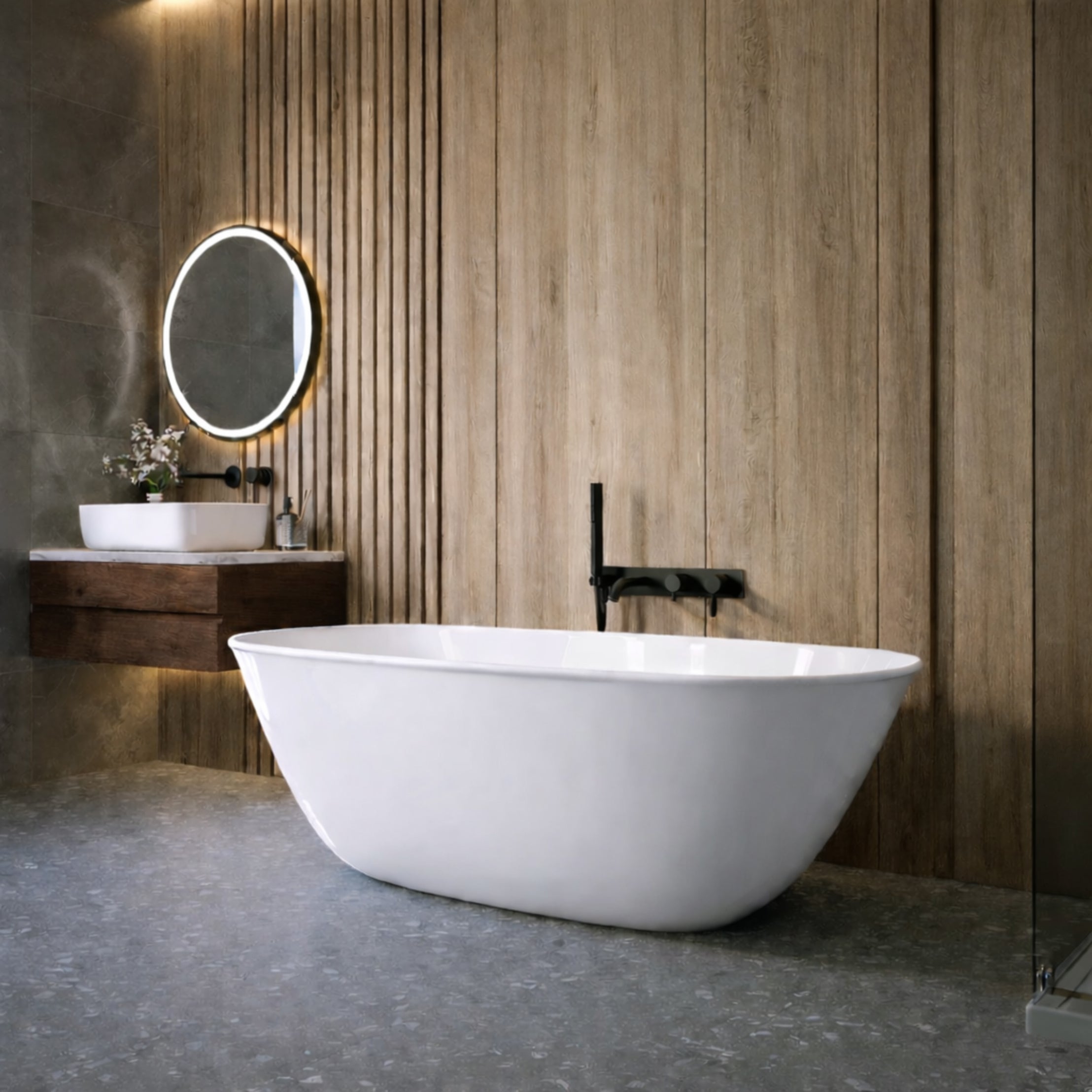 Narelle 63 Inch Resin Double Ended Tub - Gloss White | Alternative Image 01 | finish:Gloss White
