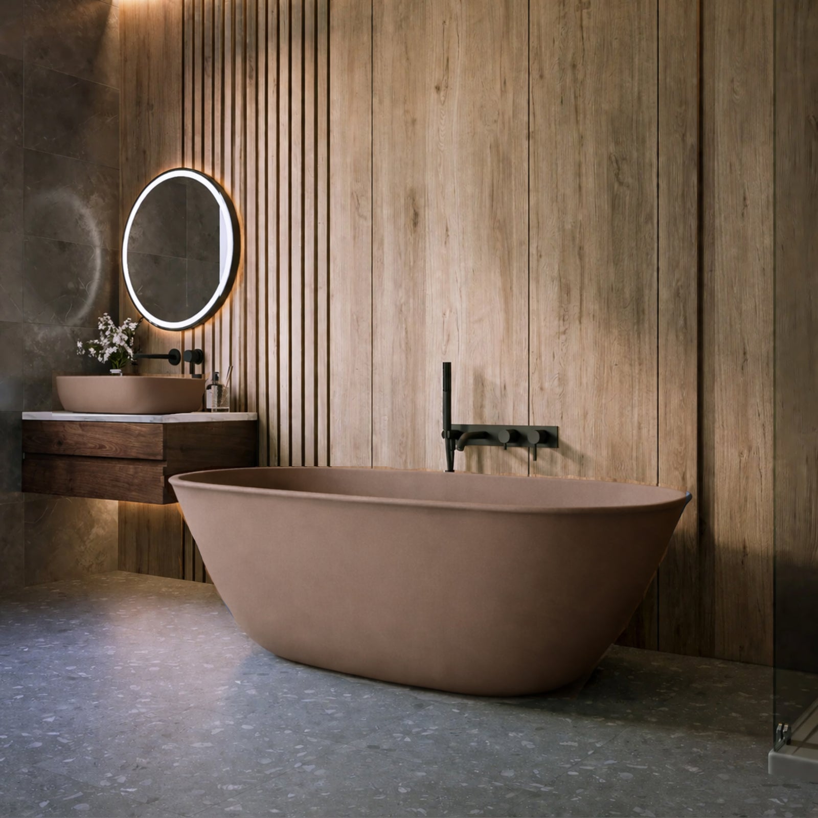 Narelle 63 Inch Resin Double Ended Tub | Alternative Image 01 | finish:Sable
